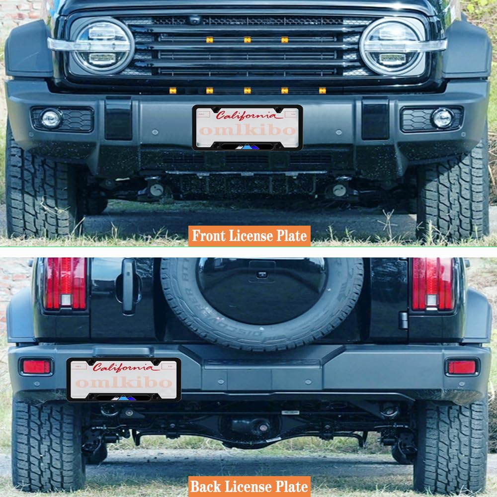 Omlkibo Tri-Color 3 Color Aluminum License Plate Frame Cover Holder Compatible With Toyota Vehicle Truck Trailer Suv. (White Blu
