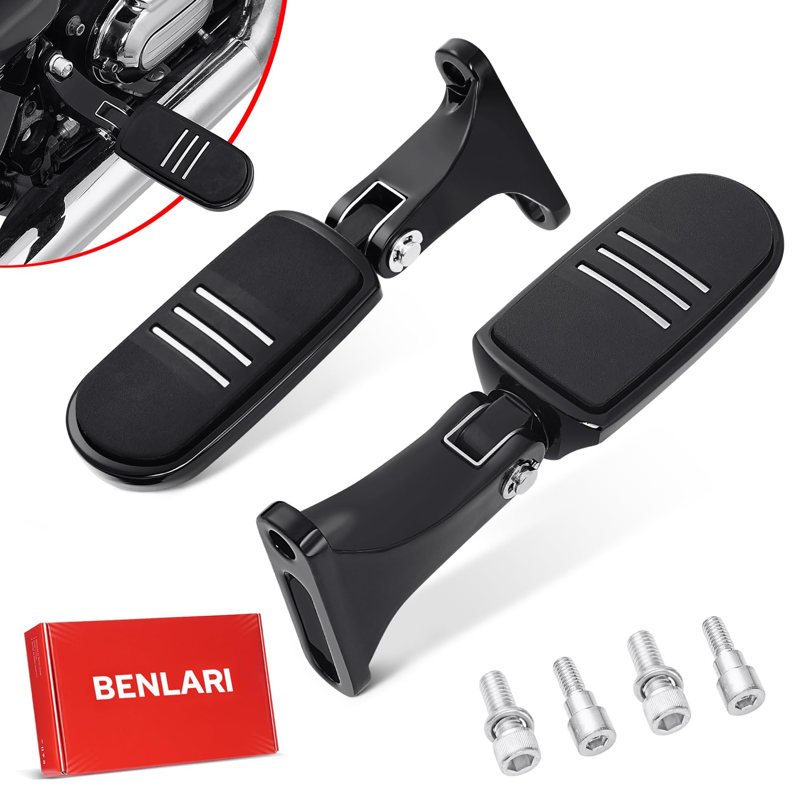 Benlari Passenger Foot Pegs, Passenger Mini Footboard Footpegs Fit for Harley Davidson Touring Road King Electra Glide Road Glid