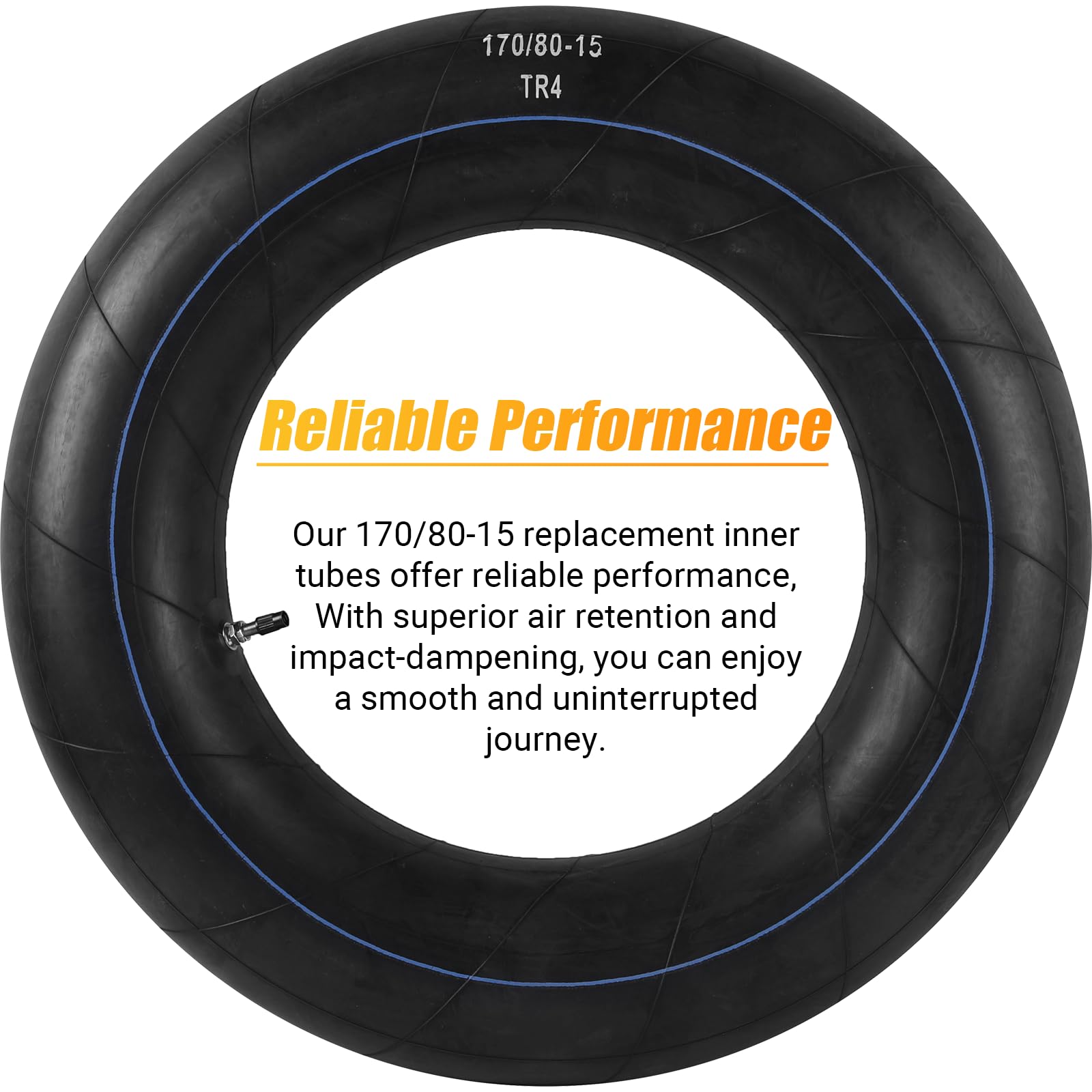 Ar-Pro 170/80-15 Replacement Inner Tubes Heavy Duty With Tr4 Valve Stem - Premium Butyl Rubber Power Sports Inner Tube Perfect F
