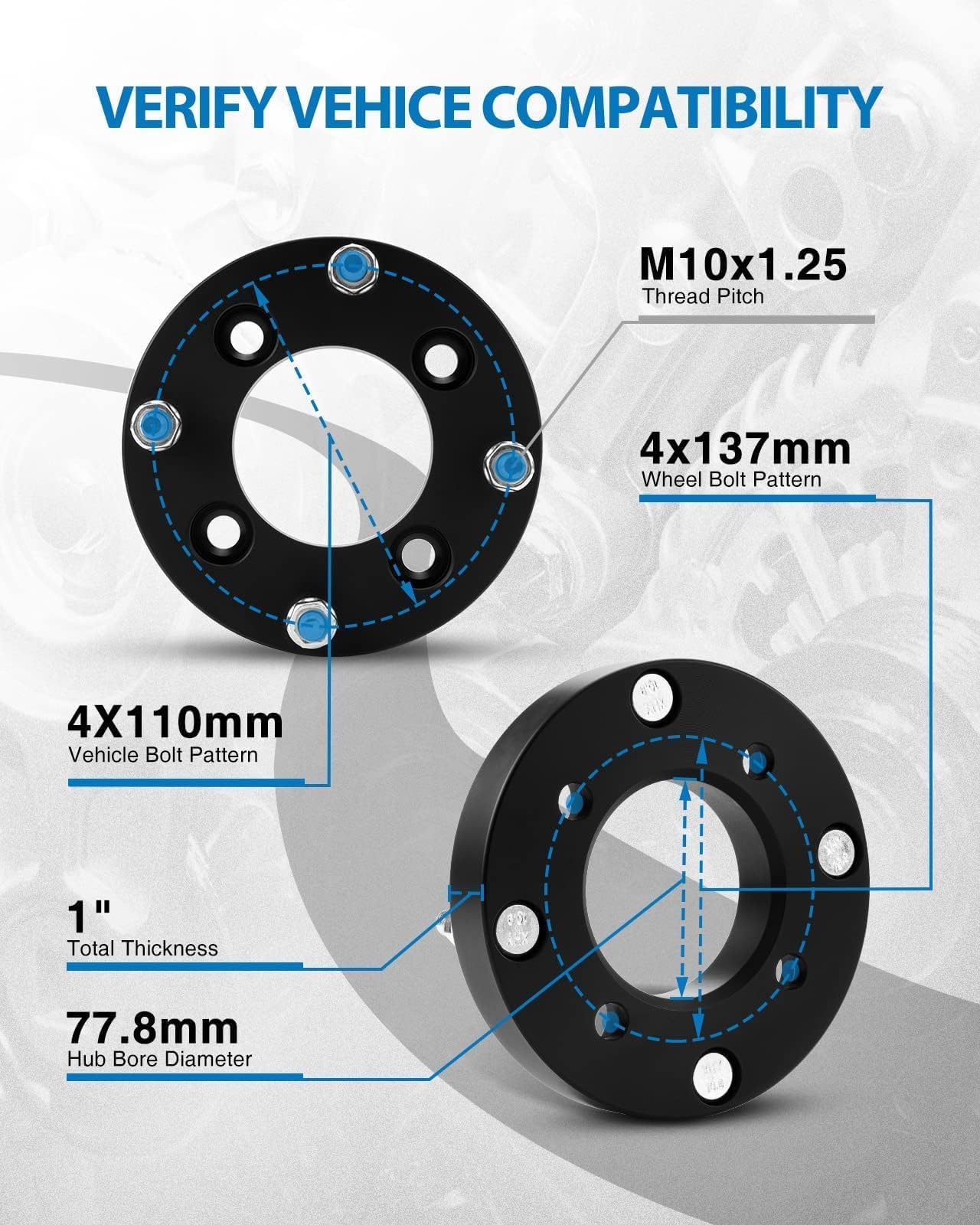 PHILTOP 4x110 to 4x137 Wheel Adapters,1'' Lug Centric Wheel Adapters Change Bolts Pattern fit for for TRX250TM FourTrax Recon, T