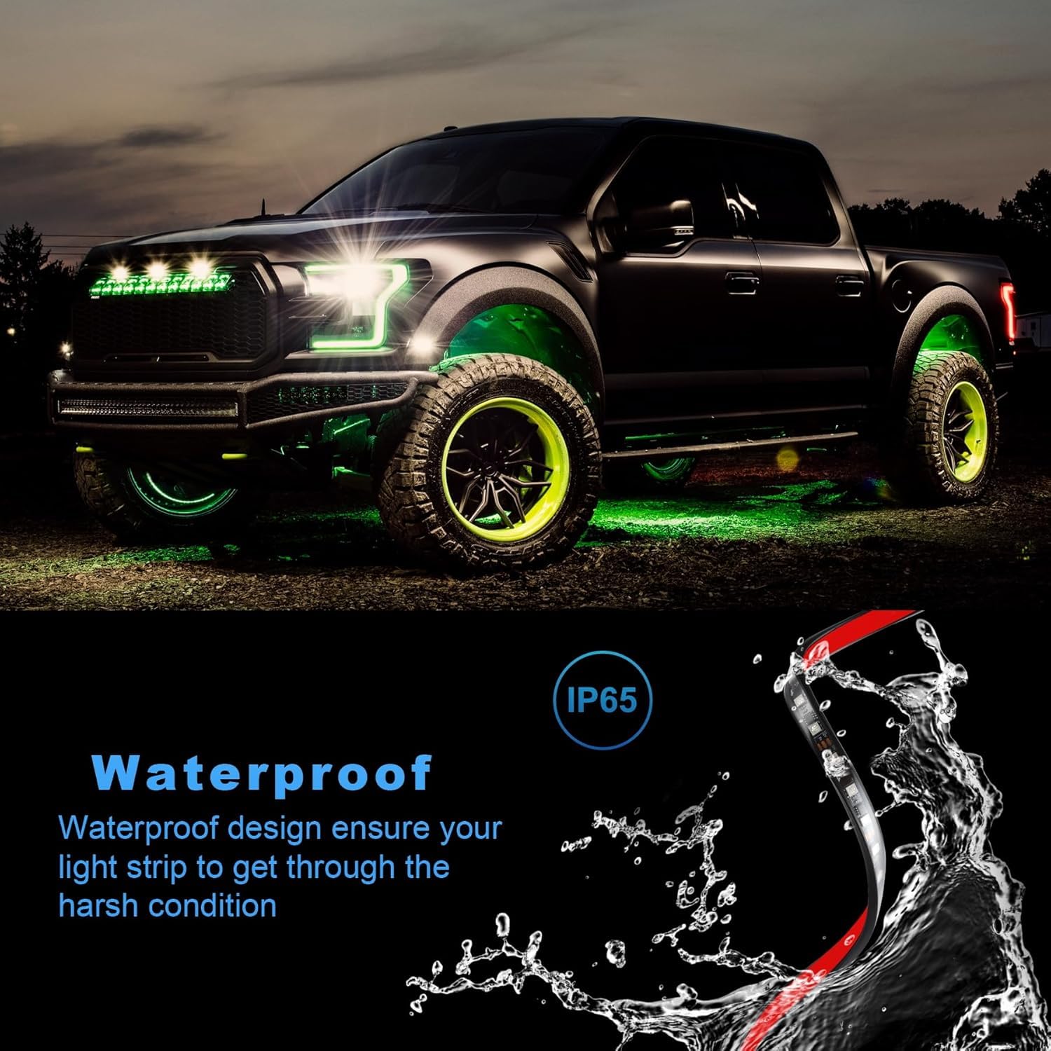 Livtee Underglow Led Lights Kit, Rgb Strip Lights With App Control For Music And Diy Modes, Under Glow Kit For Cars, Vans, Suvs,