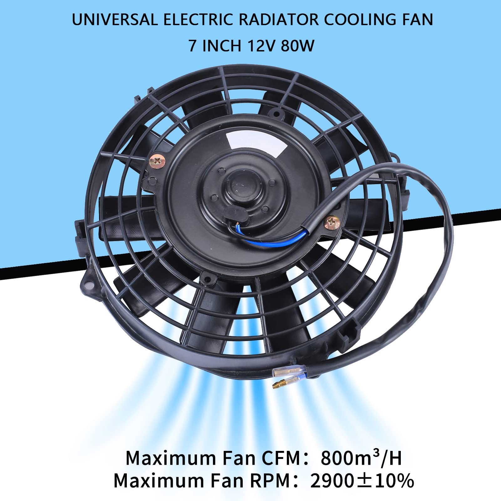 Fgjqefg 12 Inch Universal Slim Fan Push Pull Electric Radiator 12V 80W High Performance Cooling Fan Mount Kit Red 2 Pcs