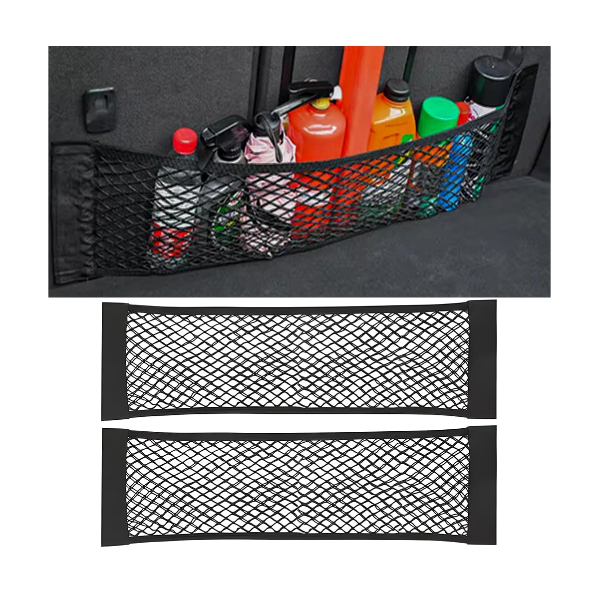Mandark 2PCS Mesh Cargo Net for Car Trunk Storage, Elastic Vehicle Wall Sticker Organizer Net, 9.8 * 7.8 Inch Adjustable Auto In