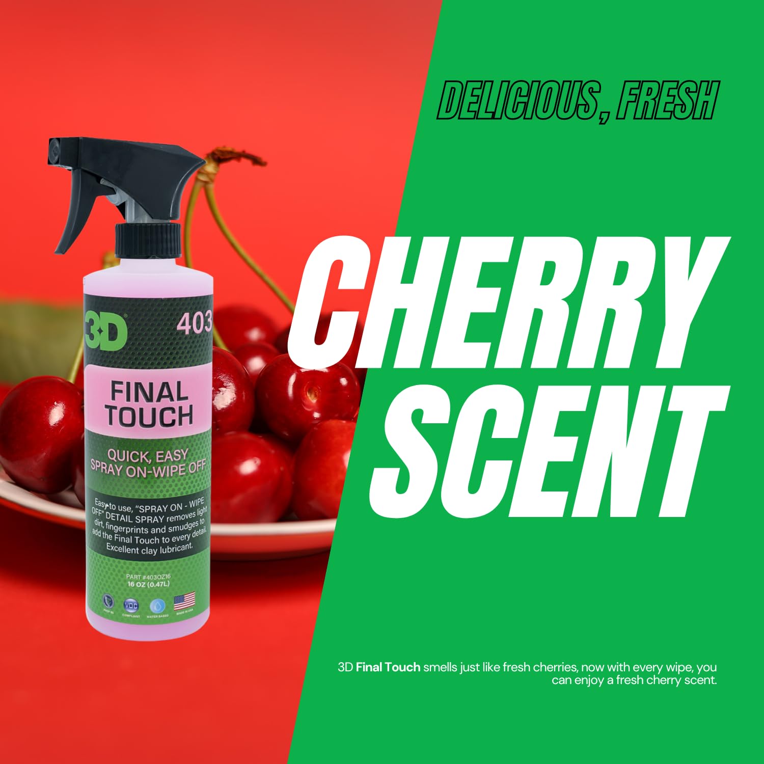 3D Final Touch Quick Detail Spray - Easy Spray On, Wipe Off Showroom Shine 16Oz.