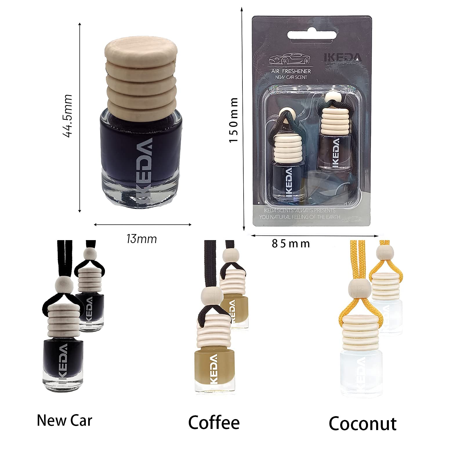 Ikeda Fragrance Automotive Air Fresheners 4Ml Car Scents | 6Pcs 45-Days Keep Fragrance | Automobile Hanging Diffuser Bottles | R