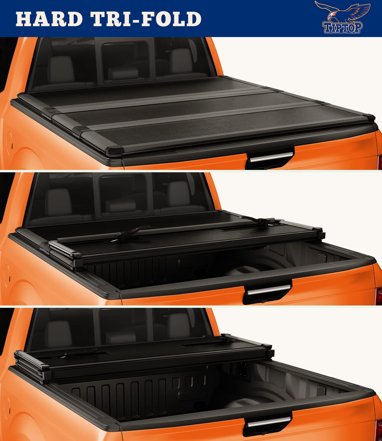 Tiptop Tri-Fold Hard Tonneau Cover Truck Bed Frp On Top For 2015-2025 Colorado/Canyon 5.2Ft Bed (61.7'') | Tpm3 |