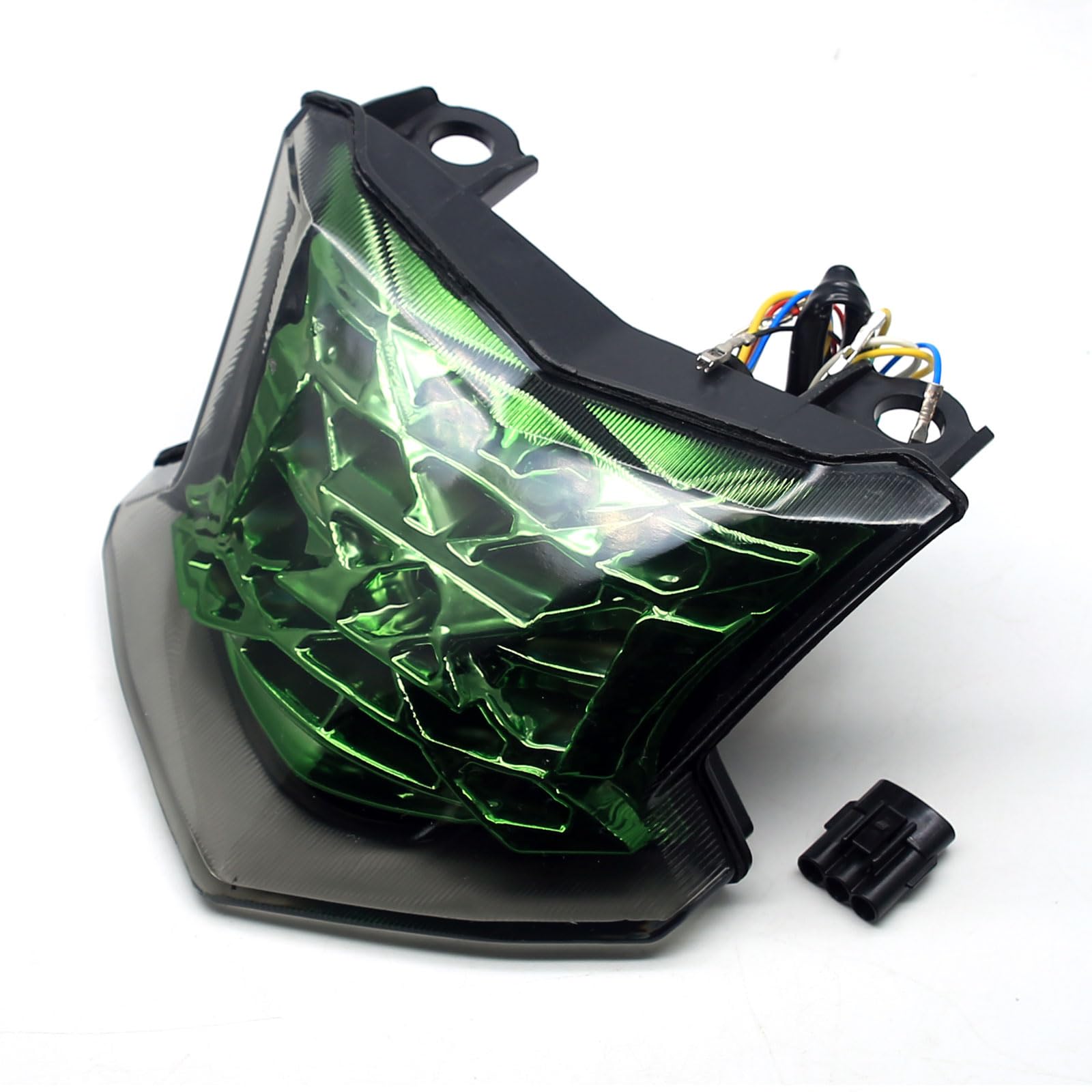 Mzs Motorcycle Tail Light, Led Integrated Turn Signal Blinker Green Lens Compatible With Z900 2017-2024 / Z650 2017-2019 / Ex 65