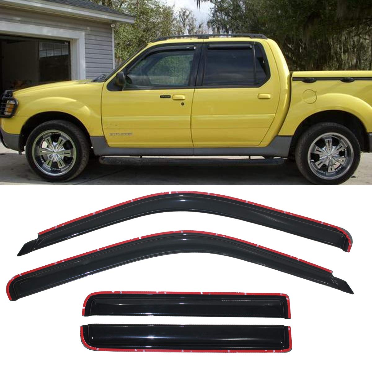 4Pcs Original Shatterproof In-Channel Style Window Rain Guards Shield Side Wind Deflectors Dark Smoke Vent Window Visor For 2001