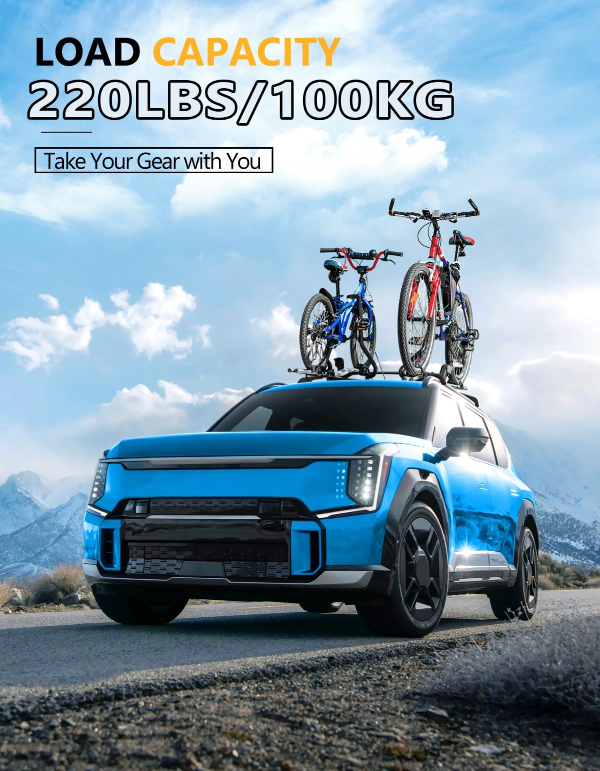 Tuyoung 220lbs Lockable Roof Rack Cross Bars Compatible with KIA EV9 2024 2025 GT-Line (Not for Wind & Land) with Raised Rails A