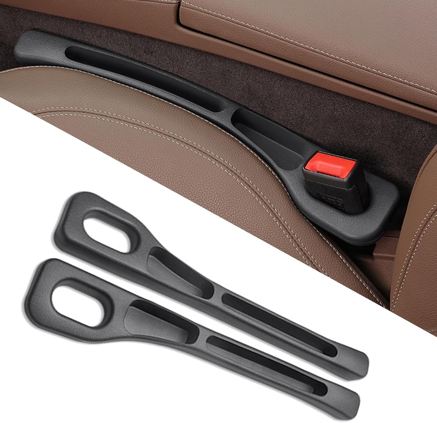 CKPAI Car Seat Gap Filler Organizer 2Pcs | EVA Seat Gap Pad with Buckle Base | Car Phone Holder Gap Blocker Between Seat & Conso