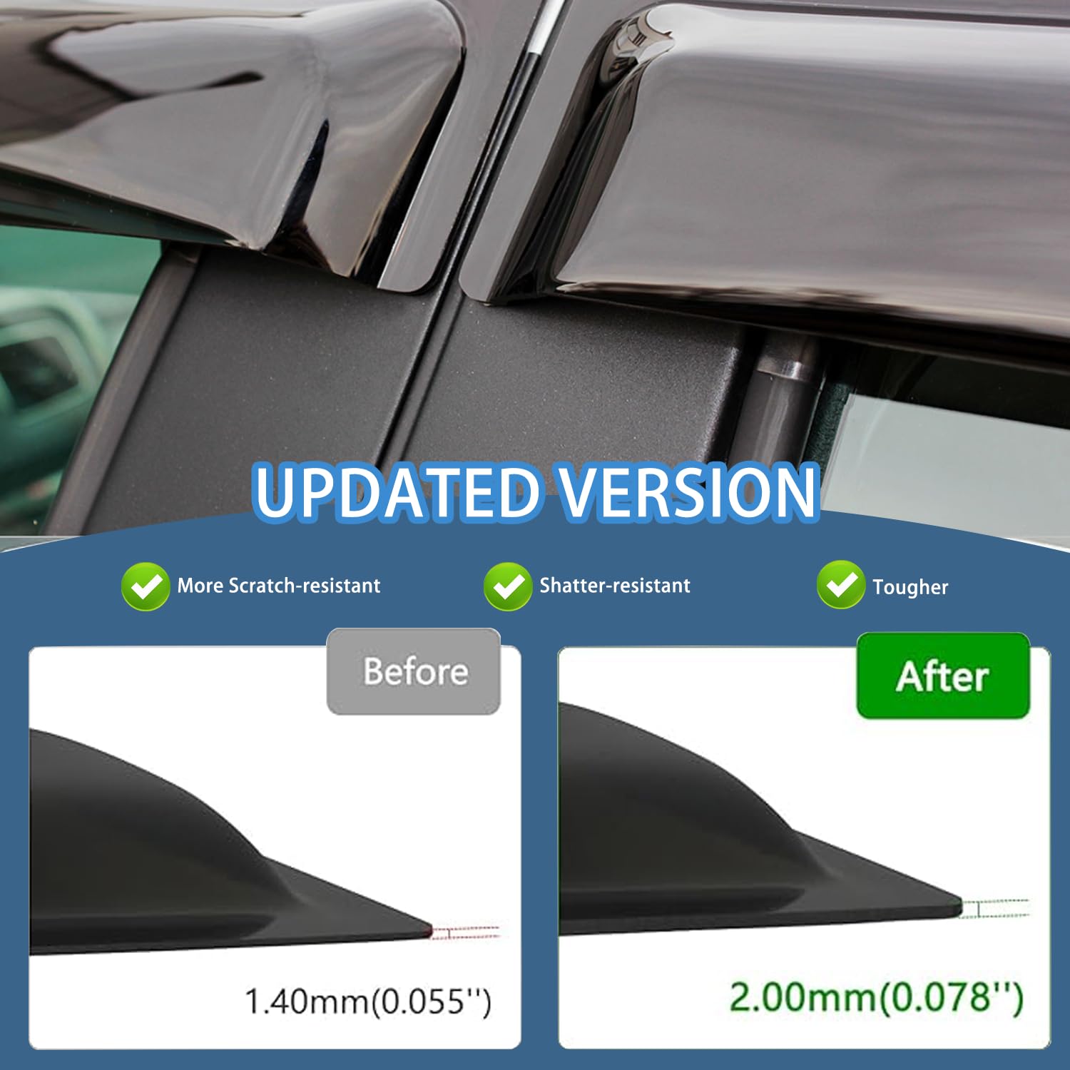4PCS Rain Guards Window Visors Wind Deflector Fits for Honda Civic 2016-2021 10th 4-Door Sedan, 94682, Outside Mount Vent Shade
