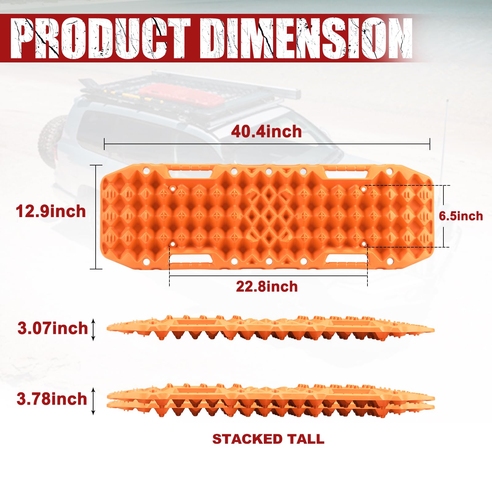 Bunker Indust Off-Road Traction Boards With Jack Base, 1 Pair Recovery Tracks Mat For 4X4 Jeep Truck Tire Traction-Sand,Mud, Sno