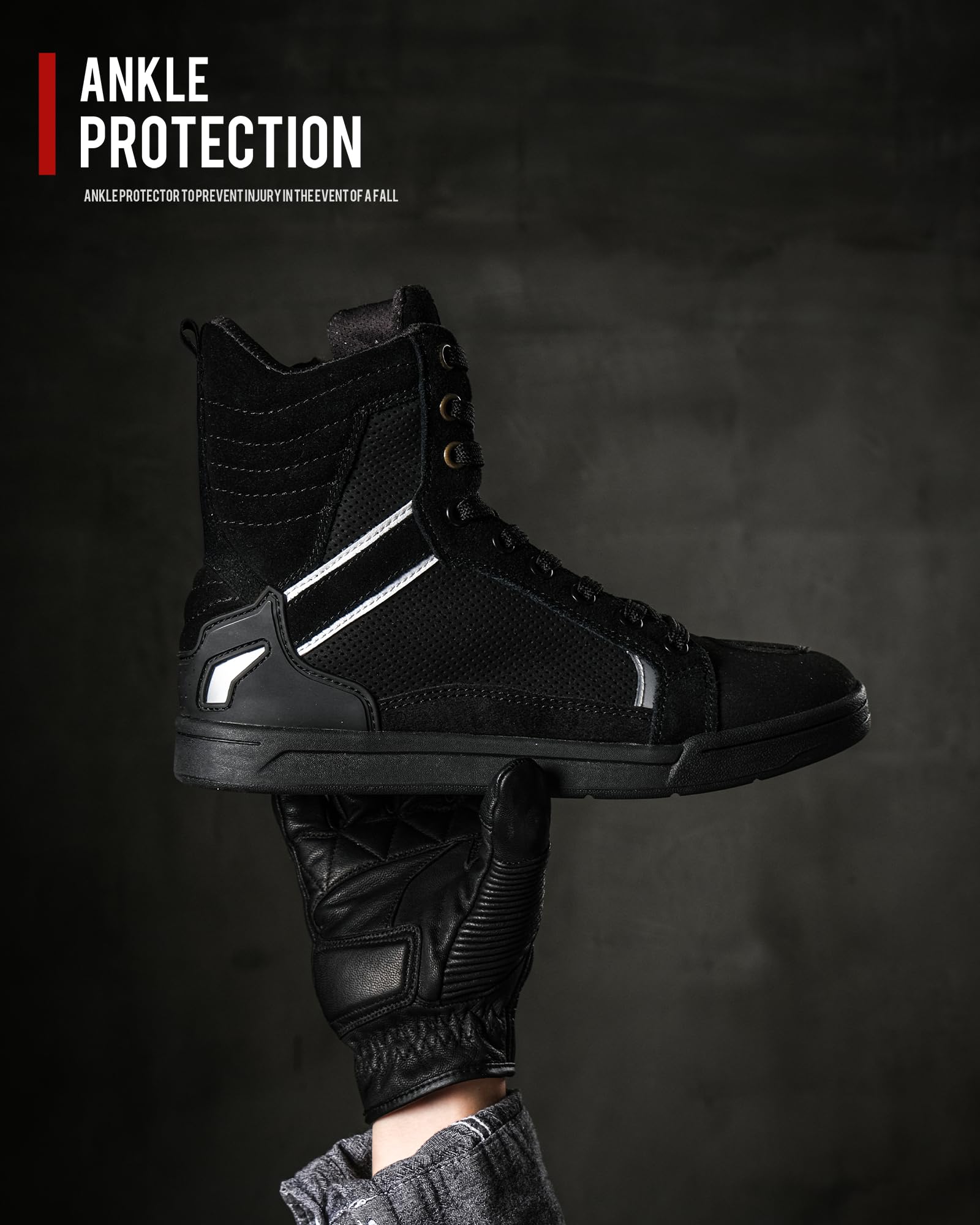 Borleni Motorcycle Boots Street Riding Shoes Anti-Slip Outdoor Trekking Hike Work Shoes For Men