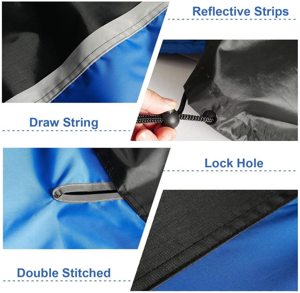 Kayme Motorcycle Cover Waterproof Outdoor, 92" L, Black-Blue, All Season, Dustproof, Model MTC-92IN, Universal Fit for Cruiser, Sport, Adventure