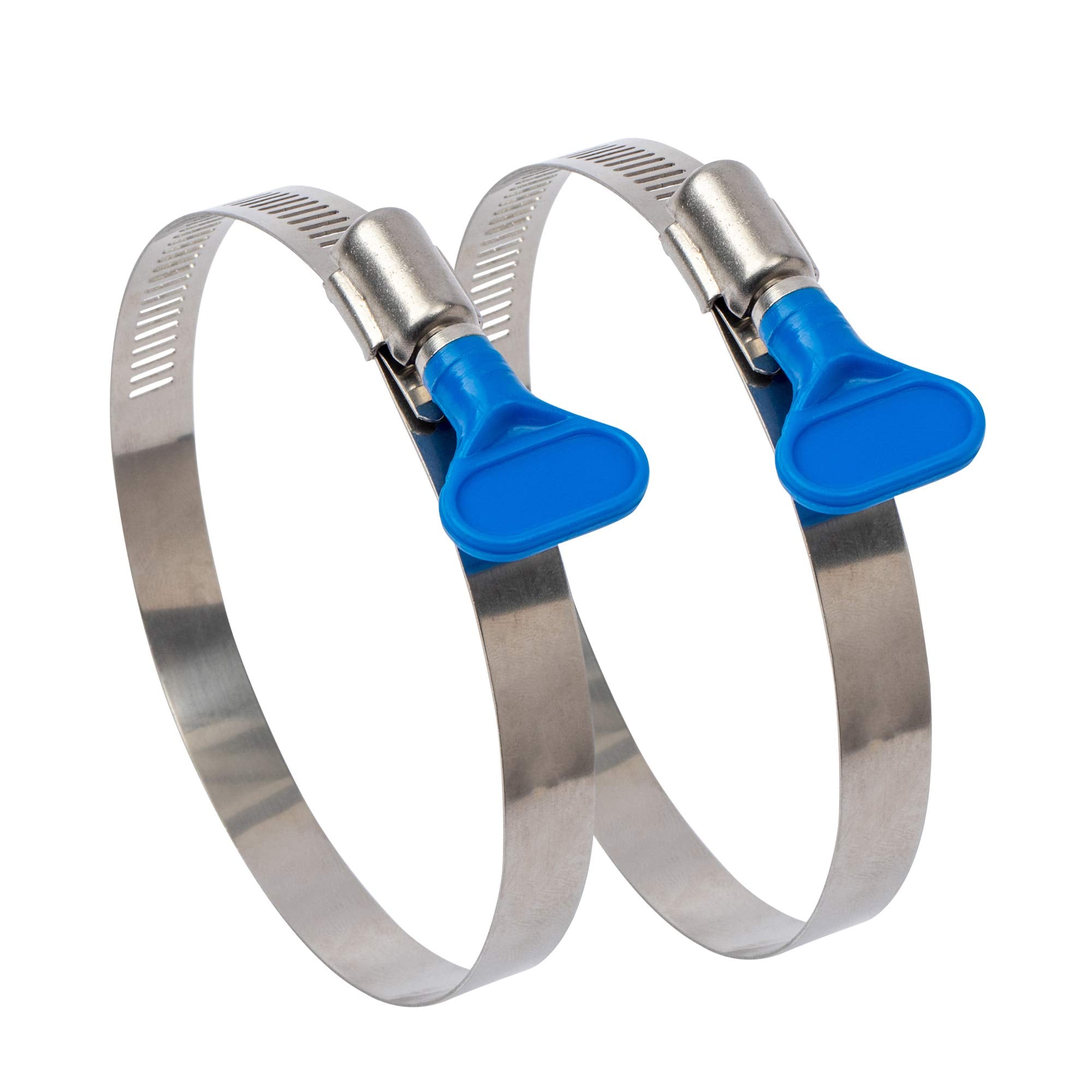 ISPINNER 2pcs 4 Inch Key-Type 304 Stainless Steel Worm Gear Hose Clamps, Adjustable Size Range 91-114mm Clamps for Dryer Vent, D