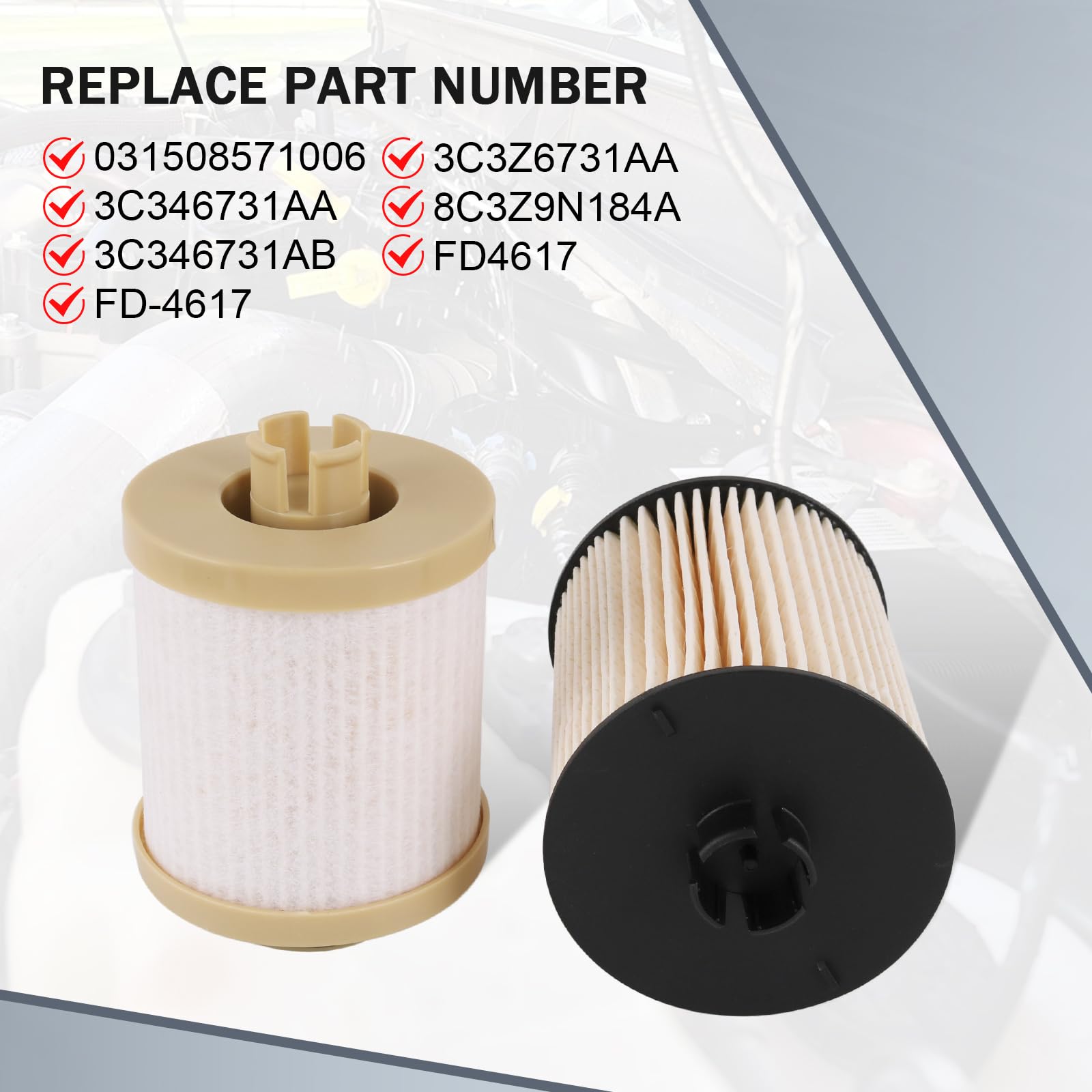 Carmocar Fd4617 Diesel Fuel Filter Replacement For 2008 2009 2010 Ford 6.4L F250 F350 F450 F550 Super Duty Includes Lower Lifter