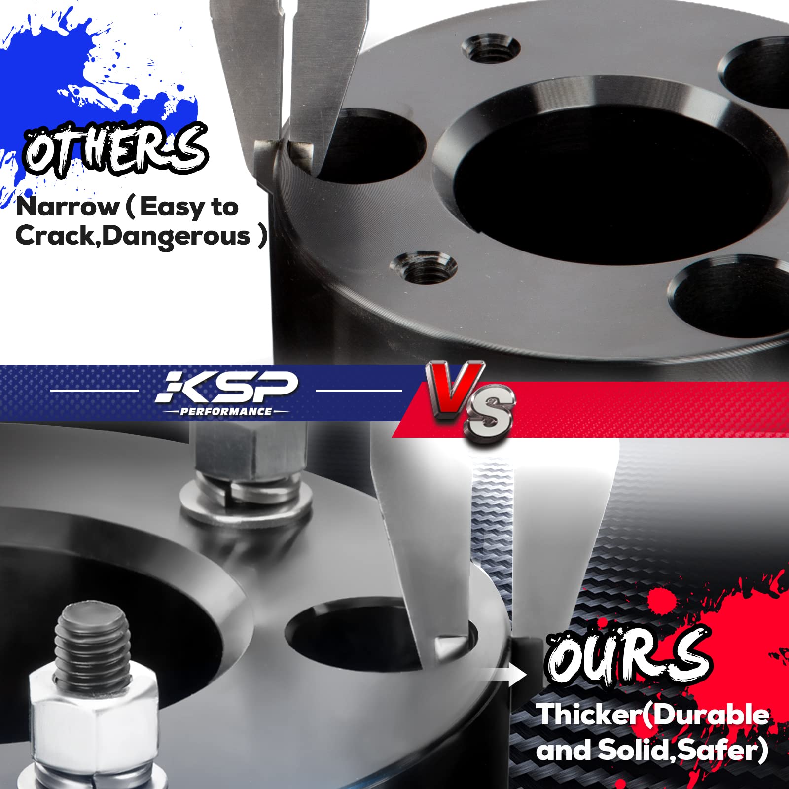 KSP PERFORMANCE 3" Front Leveling Kits for Silverado/Sierra 2007-2024, Aluminum Strut Spacers, Black, Model 22LF8101