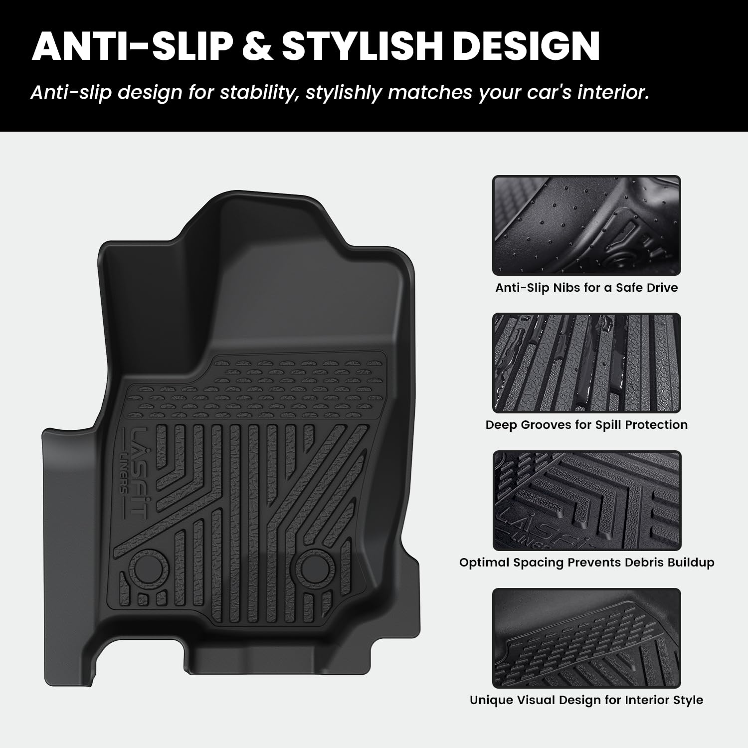 Lasfit Floor Mats For Toyota 4Runner 2025 5 Seats(Not For Hybrid), All Weather Tpe Custom Fit Floor Liner For 4Runner Sr5/Trd/Li