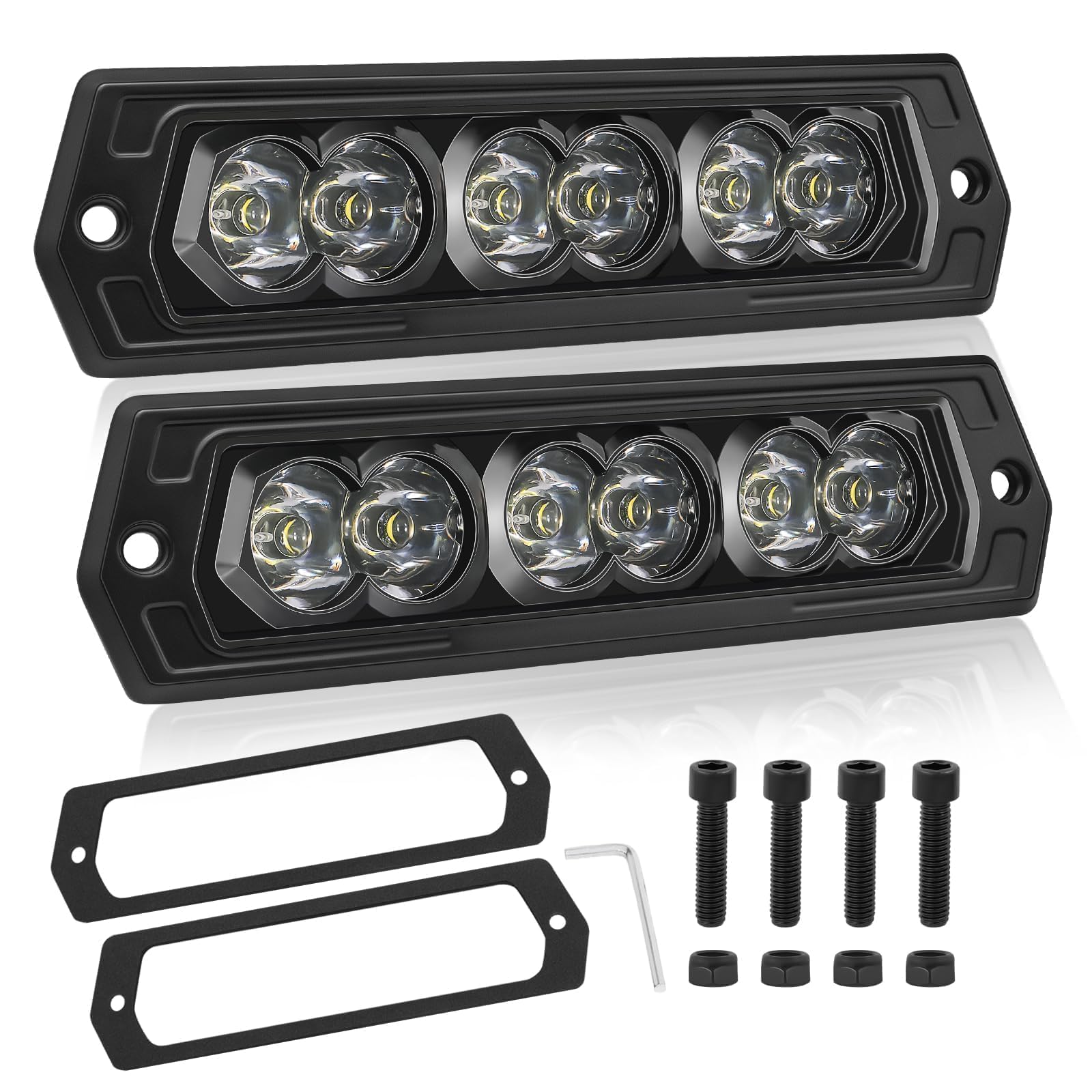 7 Inch Flush Mount CREE LED Pods, ACEC SHOP 2PCS 60W LED Flush Mount Pod Lights Spot Beam Off Road Driving Light Reverse Backup 