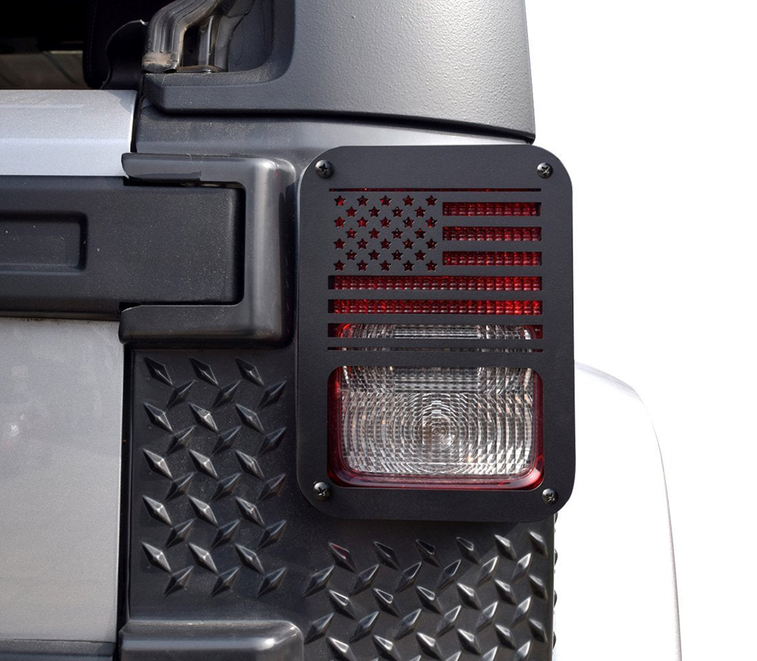 Hooke Road Jk Tail Light Cover Taillight Guard Us Flag Cage Compatible With Jeep Jk Wrangler & Wrangler Unlimited 2007-2018 - Pa