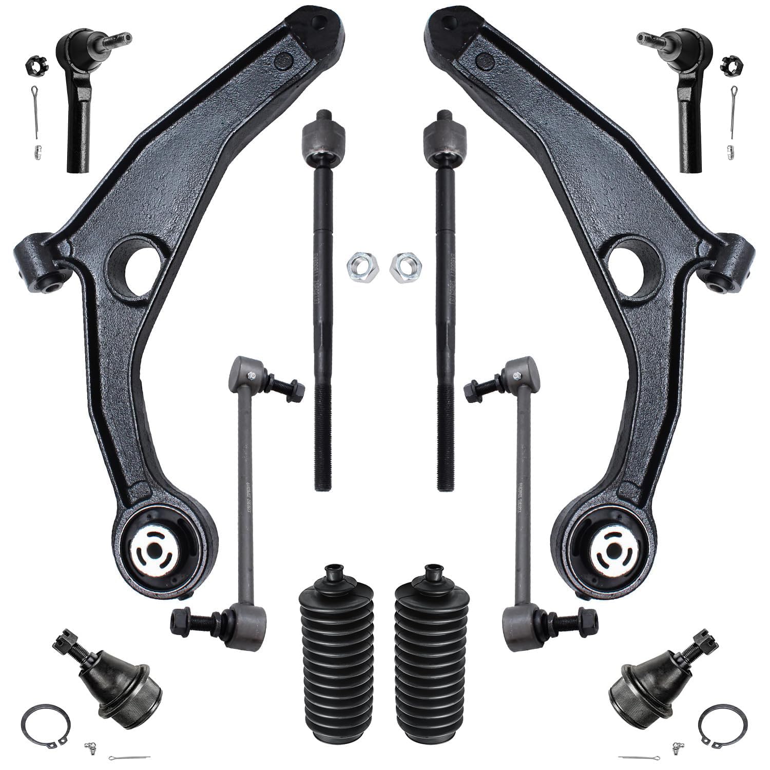 Detroit Axle - Front 12pc Suspension Kit for 09-15 Dodge Journey 2009 2010 2011 2012 2013 2014 2015, 2 Lower Control Arms 2 Lowe