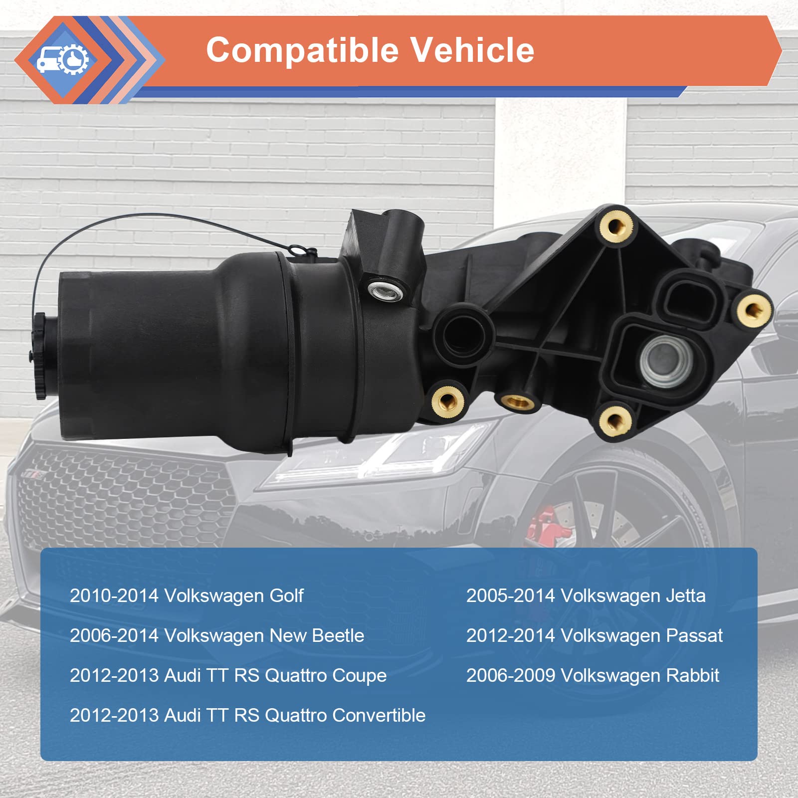 ZONFANT Engine Oil Filter Base Housing Assembly Compatible with Audi TT RS Quattro Volkswagen Jetta Passat Beetle Golf Rabbit Re