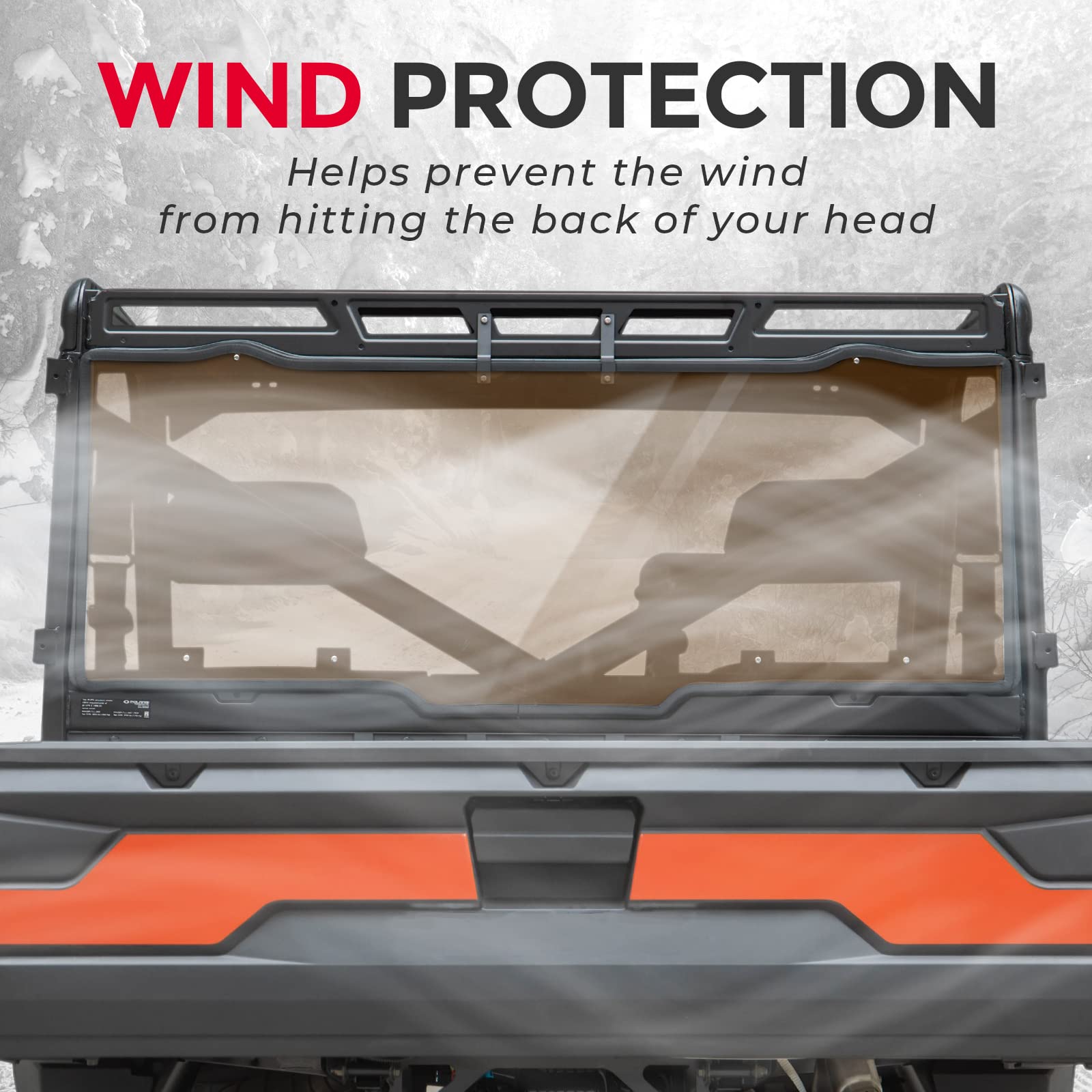 KEMIMOTO Tinted Rear Window for Polaris Ranger XP 1000/Crew 2017-2025, Polycarbonate, Model KM1B0110-02004SK
