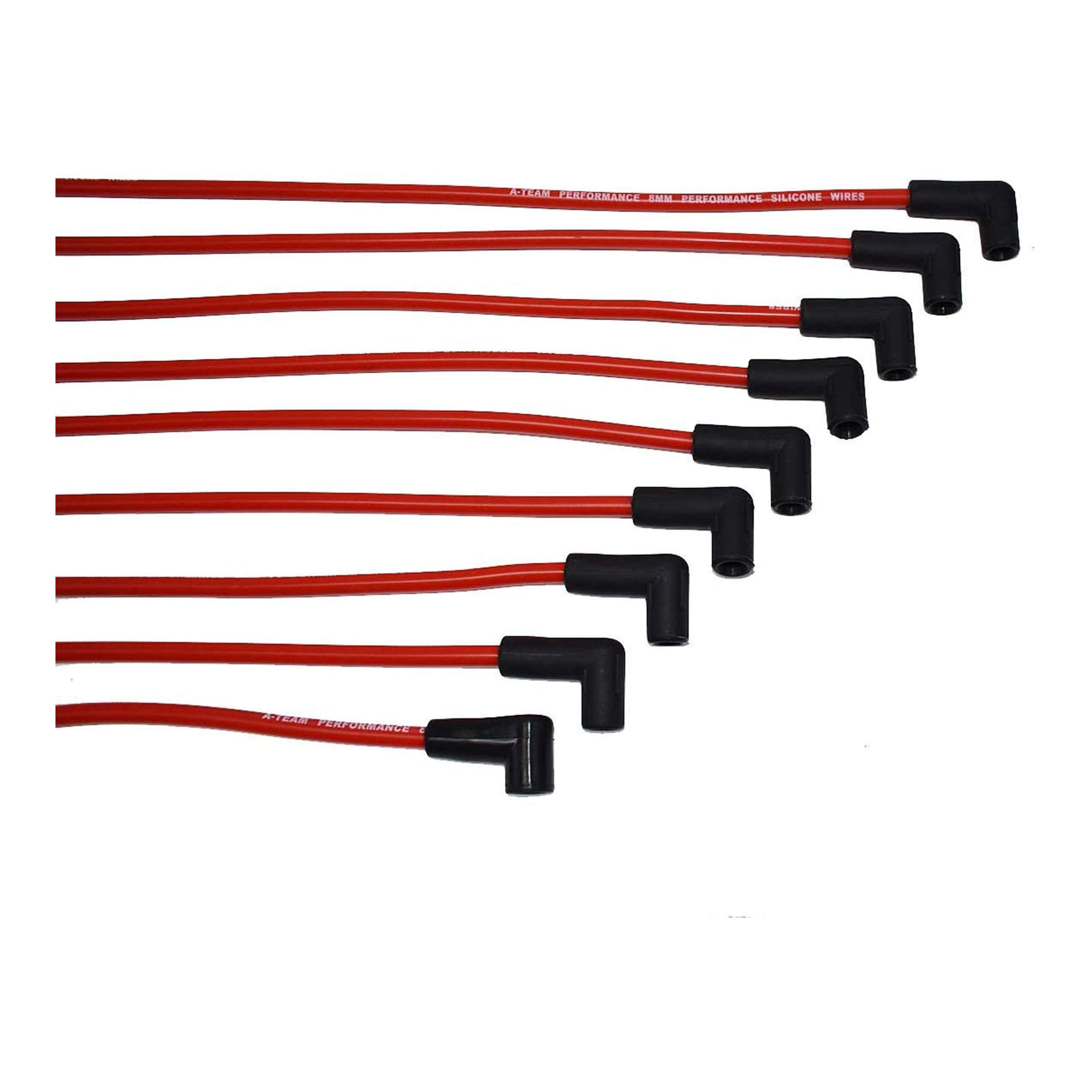 A-Team Performance - Silicone Spark Plug Wires Set Automotive Wire Accessories - Compatible with Chevy Chevrolet GMC V6 V8 4.3L