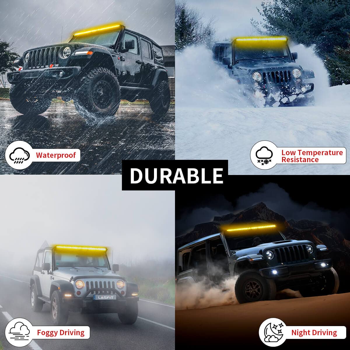 LASFIT 42" Amber LED Light Bar, IP67 Waterproof, Spot Flood Combo, Model LW42CBSTA