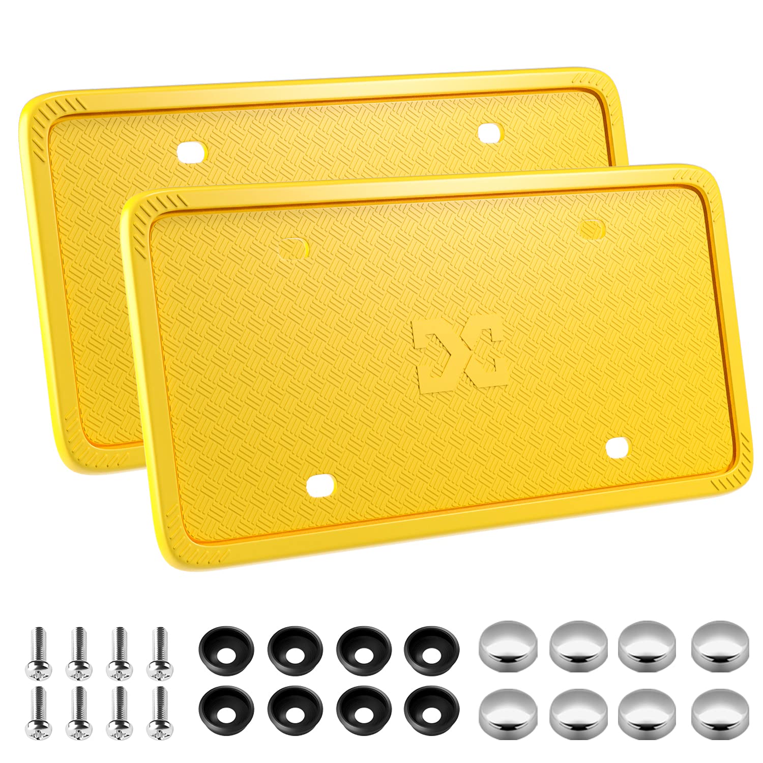 Xclpf Silicone License Plate Frame Covers 2 Pack- Front And Back Car Plate Bracket Holders. Rust-Proof, Rattle-Proof, Weather-Pr