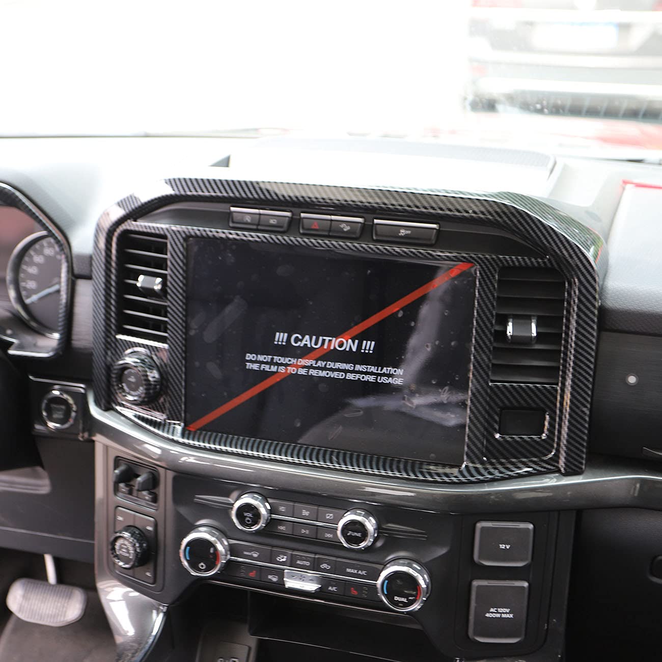 Carbon Fiber Central Control Panel Cover Tirm For Ford F150 2021+(Navigation Screen)