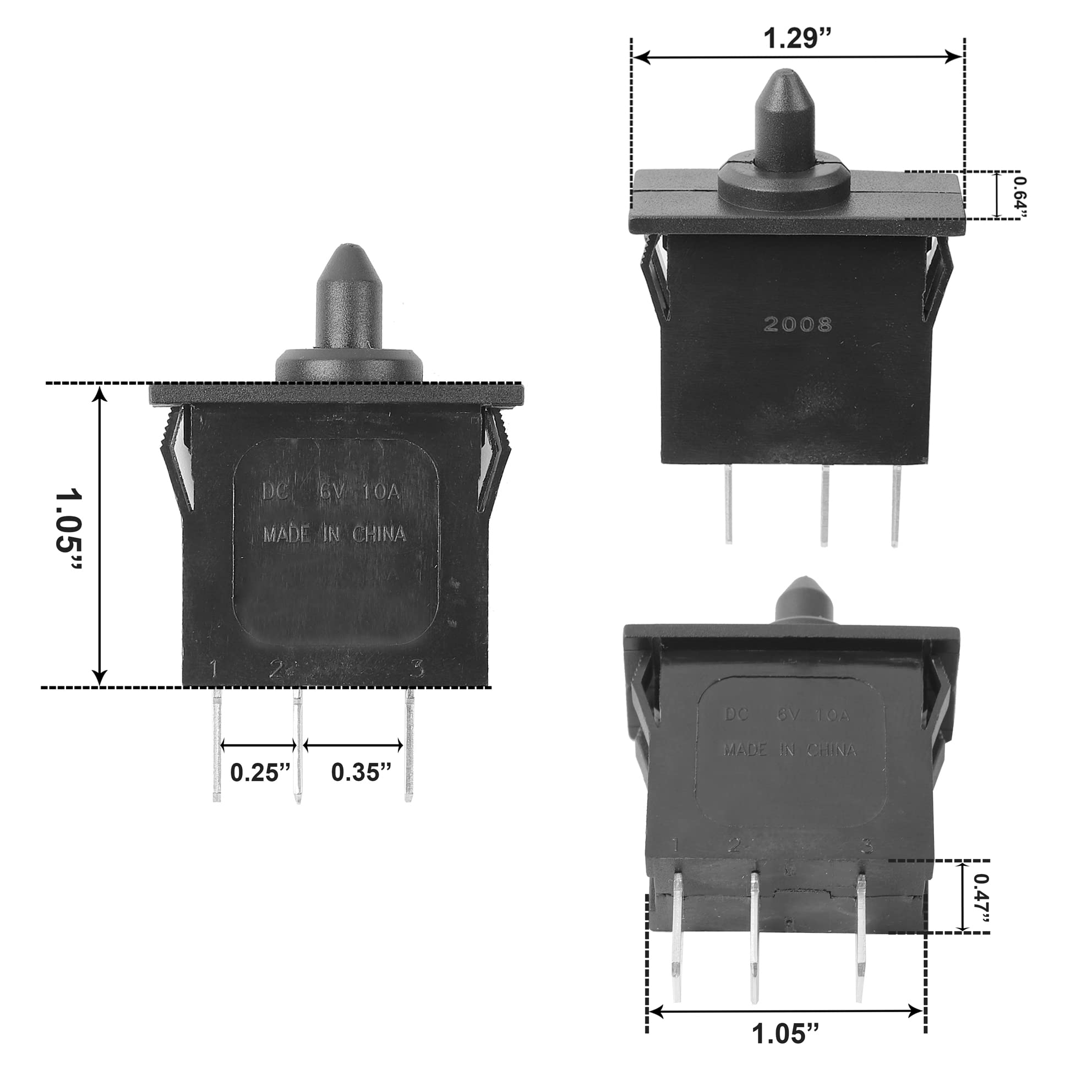 JONATURE Plunger Type Accelerator Foot Switch for Peg Perego, Black, Small, Model MEPU0005A, Replacement for John Deere Gator, Gaucho, Polaris RZR 900