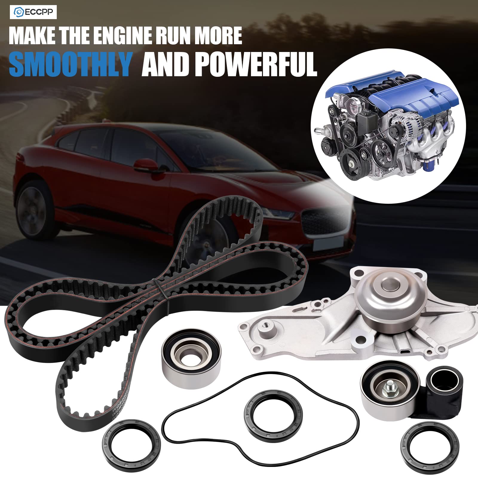 ECCPP Timing Belt Water Pump Kit Fit for 03-13 for Acura MDX 13-18 for Acura RDX 14-15 for Acura RLX 04-14 for Acura TL 03-17 fo