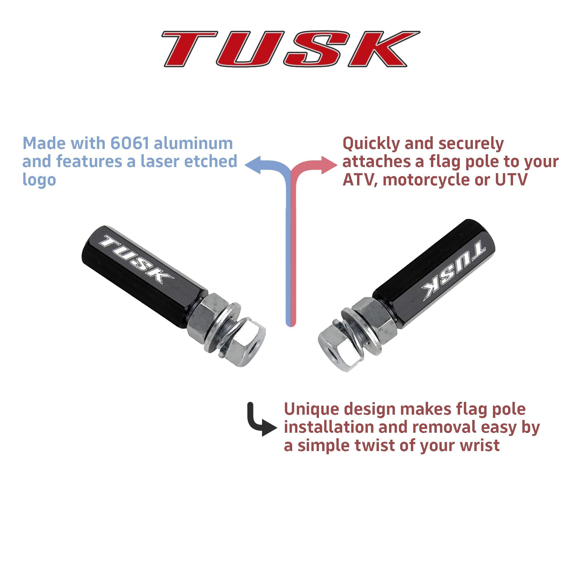 Tusk Quick Release Flag Pole Holder 1/4 Inch Pole Black