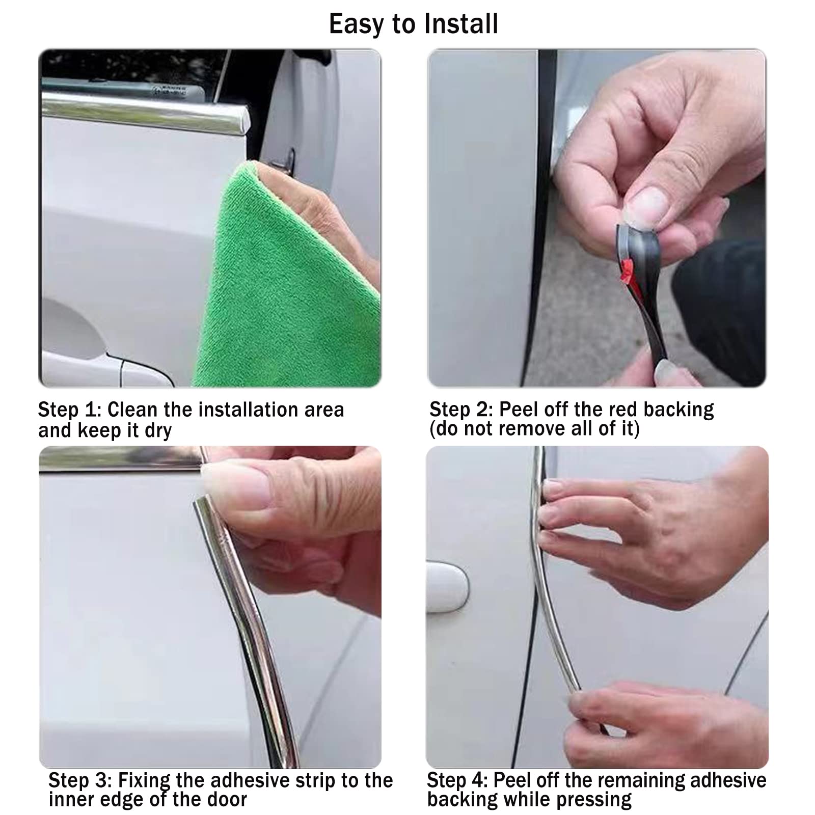 Socein Rubber Edge Guard U Channel Trim Self Adhesive Metal Edge Protection Guard for Car Doors, Hatches, Lockers, Panels (20Ft,