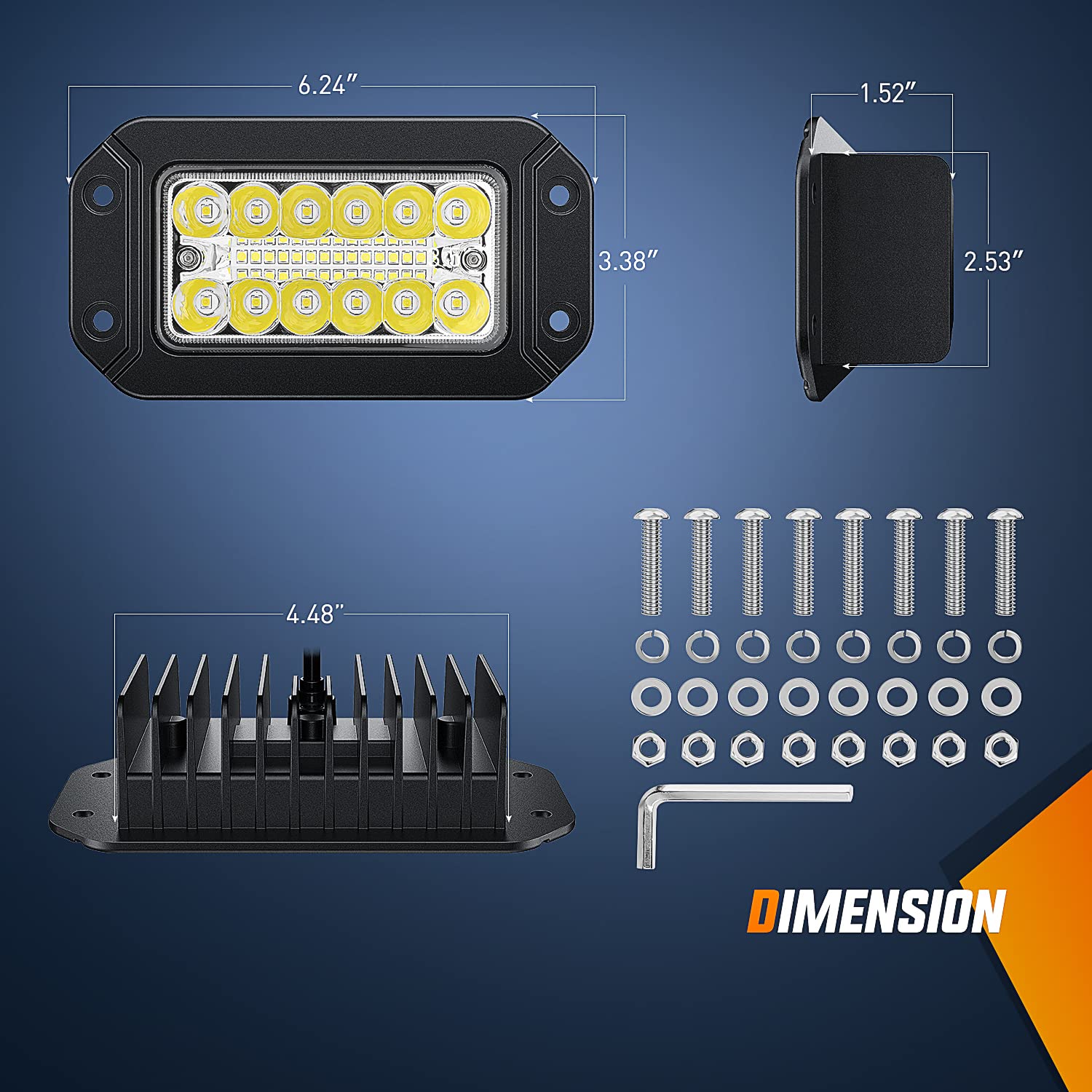 Nilight 39W LED Light Pods - 2PCS 6-Inch Spot Flood Combo for Offroad, Truck, SUV, ATV - Aluminum, Model W2026, 26 LEDs