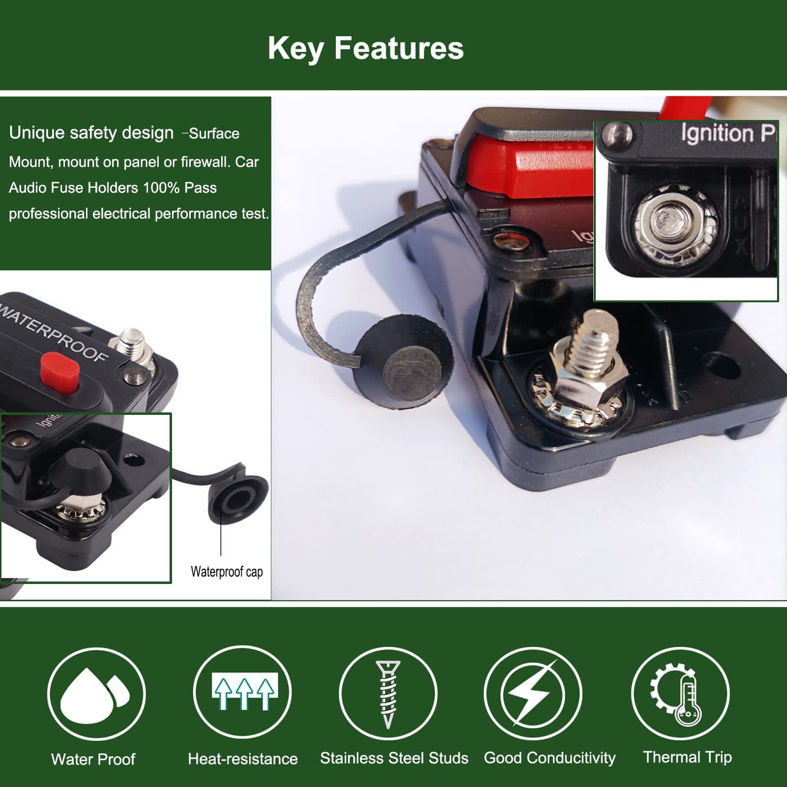 Tiwerlfe 50 Amp Circuit Breaker With Manual Reset Switch For Boat Trolling Motor Marine Atv Solar System Stereo Audio Trailer Ve