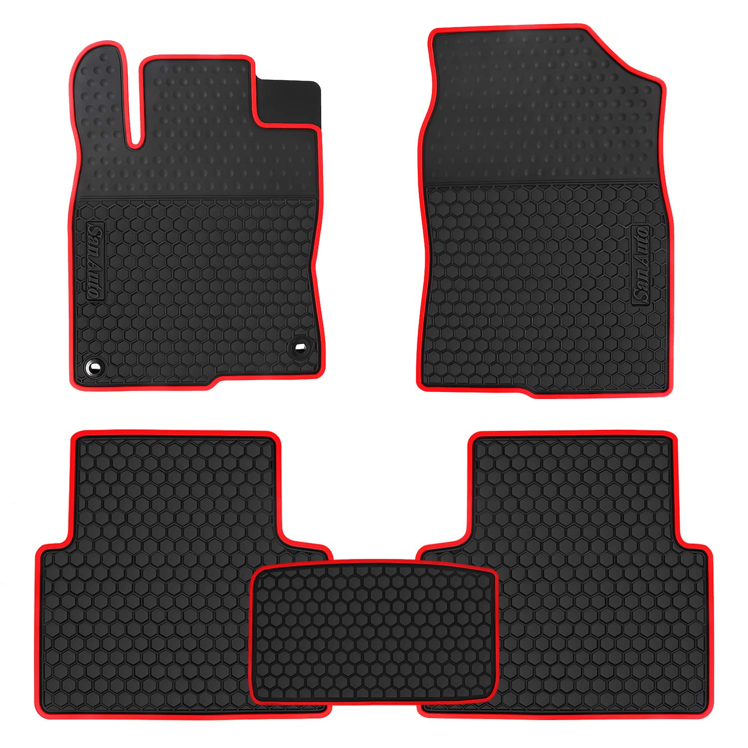 Hd-Mart Car Rubber Floor Mat For Honda Civic Sedan 10Th Generation 2016 2017 2018 2019 2020 2021 Custom Fit Black And Red Auto F