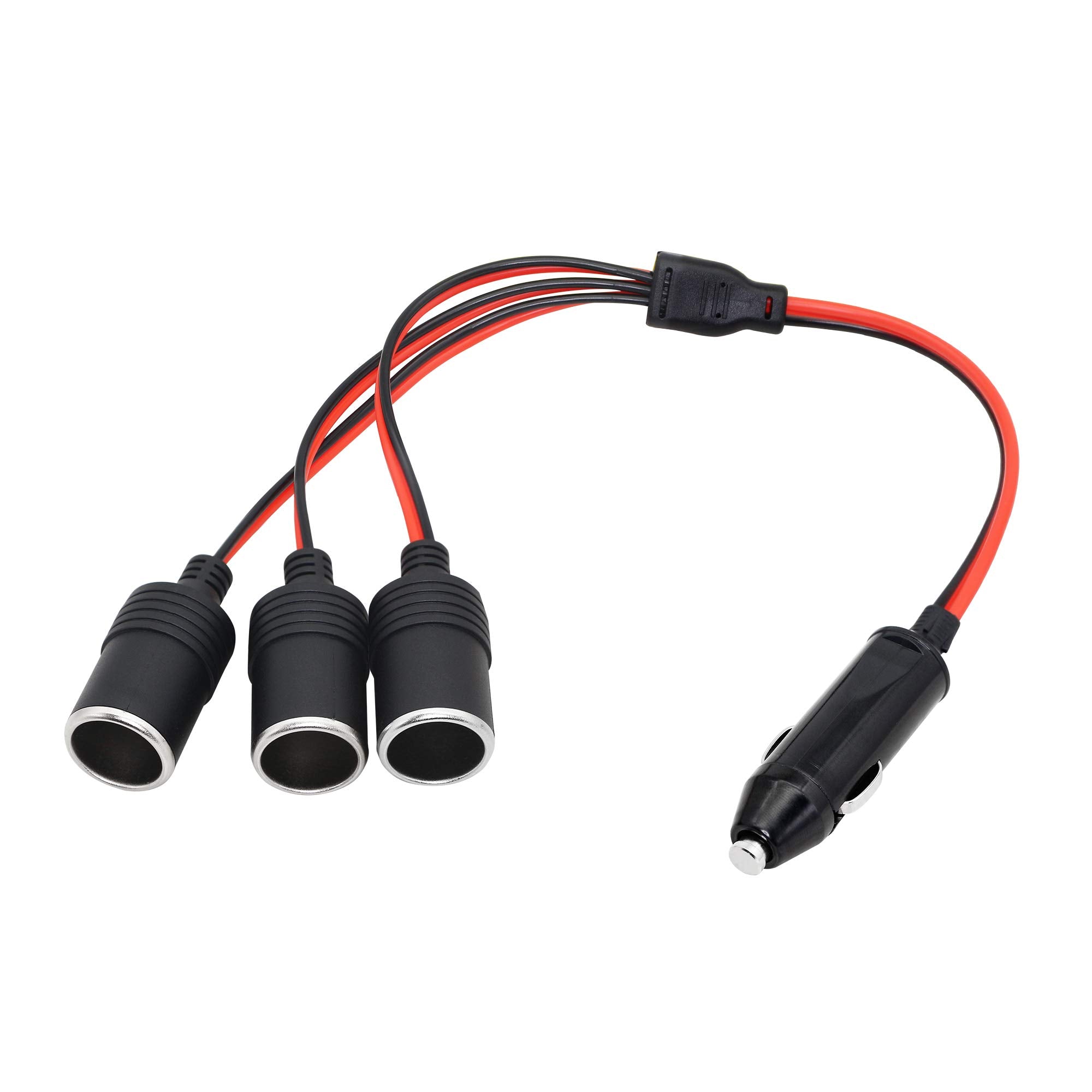 CERRXIAN 1 to 3 Car Cigarette Lighter 12v 24v Power Charger Adapter 3 Way Socket Splitter Female Socket Plug Extension Cord Cabl