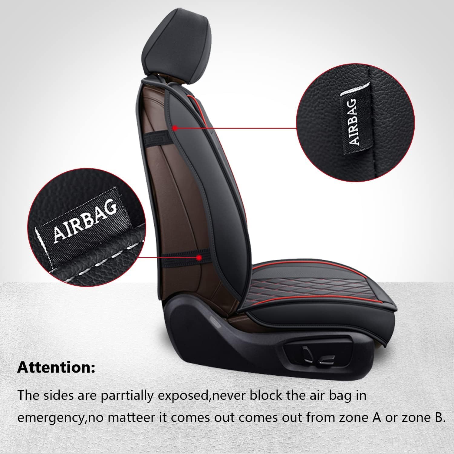 MIROZO Front Ram Seat Covers,2PCS Leather Dodge Ram Seat Covers Compatible with 2009-2024 RAM 1500 2500 3500 Truck Pickup Crew Q