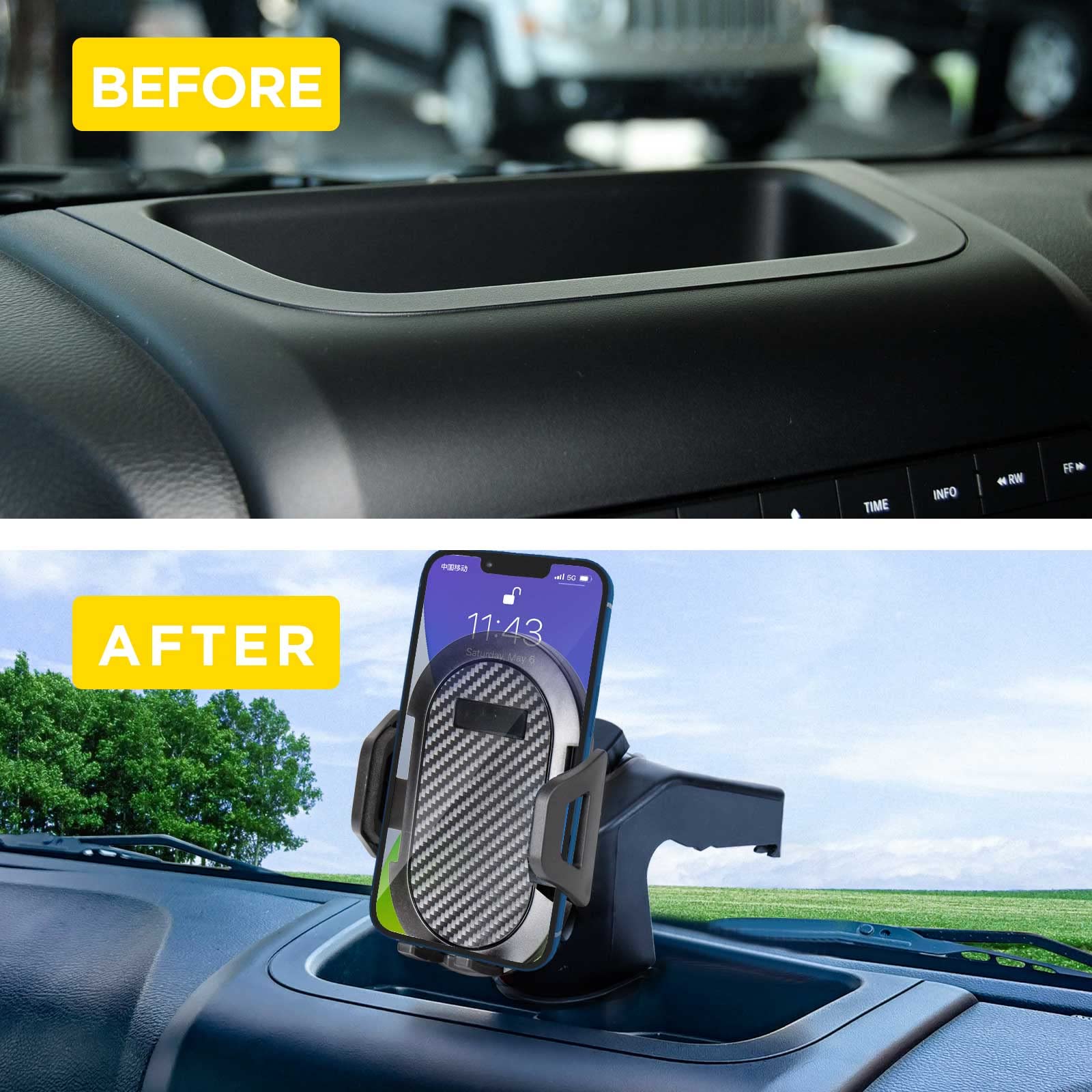 Neepiar Phone Holder Mount for 2011-2018 Jeep Wrangler JK JKU - Black Plastic Multi-Mount Kit with Storage Box