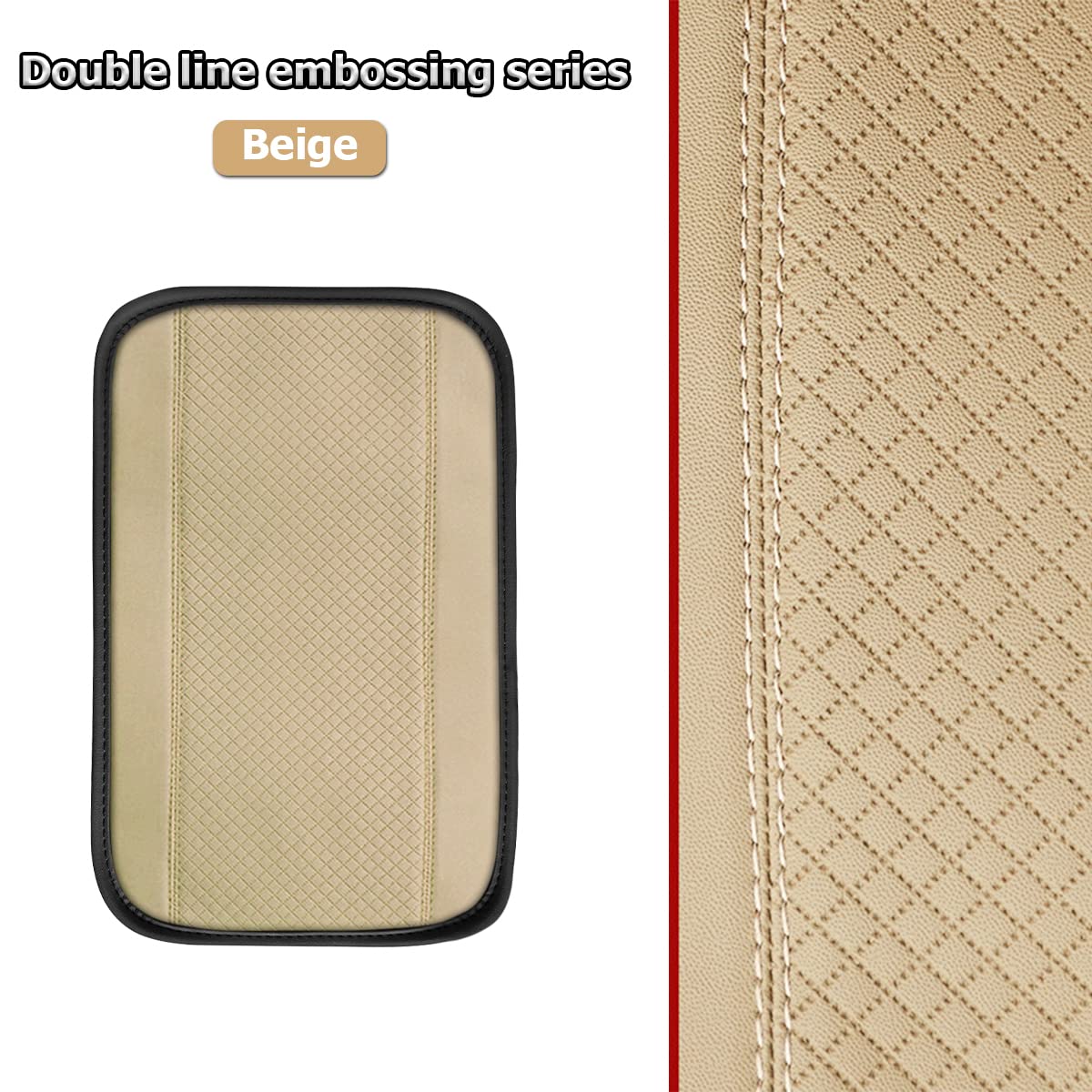 Auto Center Console Pad, Pu Leather Car Armrest Seat Box Cover, Waterproof Non Slip Soft Armrest Box Cushion Protector, Car Accessories For Women Men, Universal For Suv, Truck, Van (Beige)