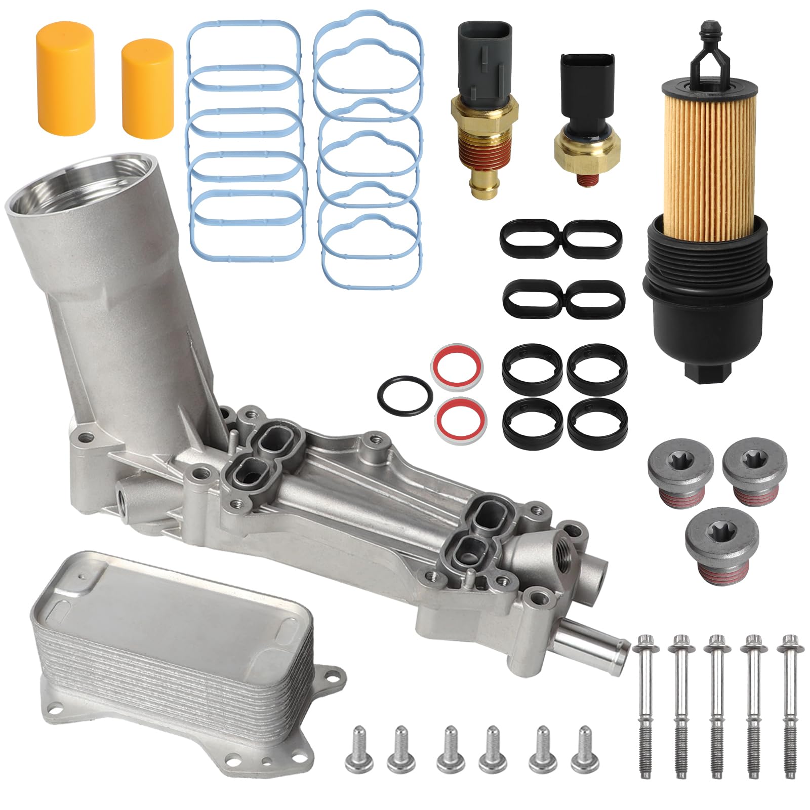 B.ZSSY Aluminum Engine Oil Filter Housing Cooler for 2011-2017 Dodge Charger, Durango, Challenger, Jeep Wrangler, 3.6L V6