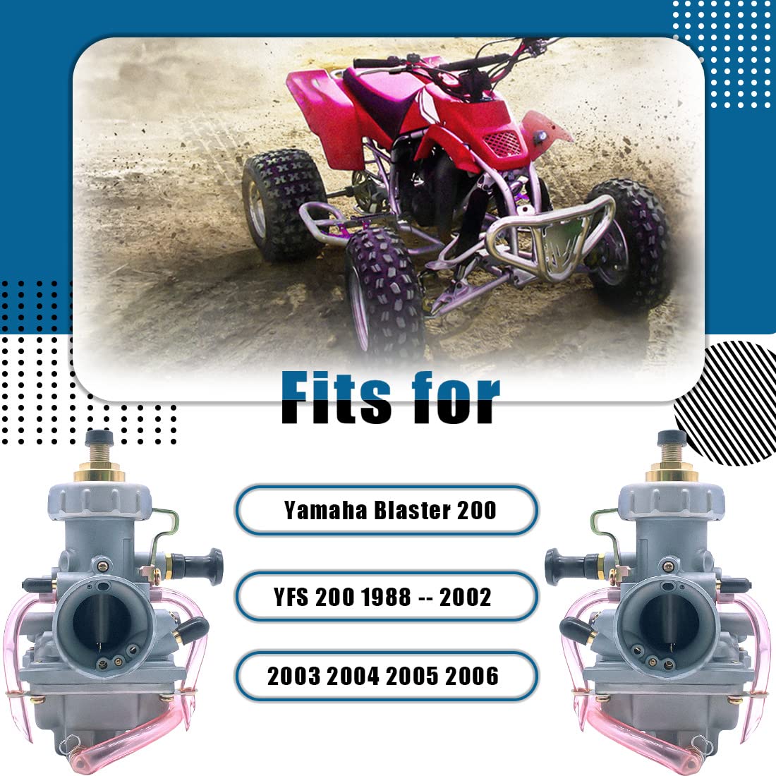 Aniro Moto Blaster 200 Carburetor & Fuel Switch Valve Petcock for Yamaha YFS 200 (1988-2006)