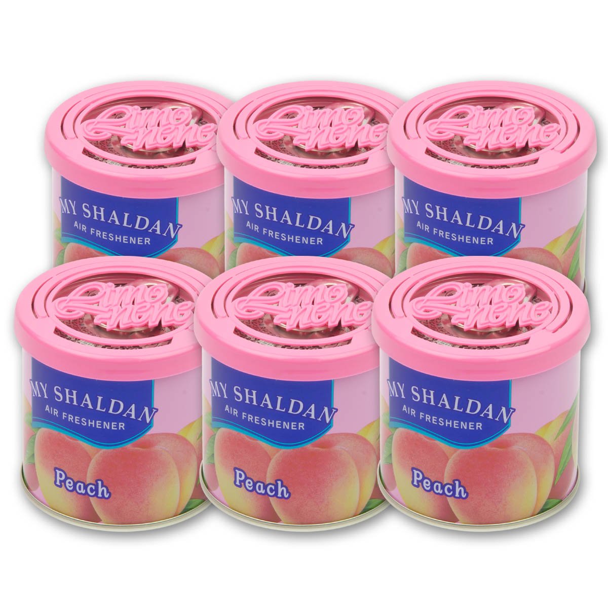 Auto Dynasty Pack Of 6 My Shaldan Japanese Car Cup-Holder Natural Air Freshener Cans (Peach Scented)