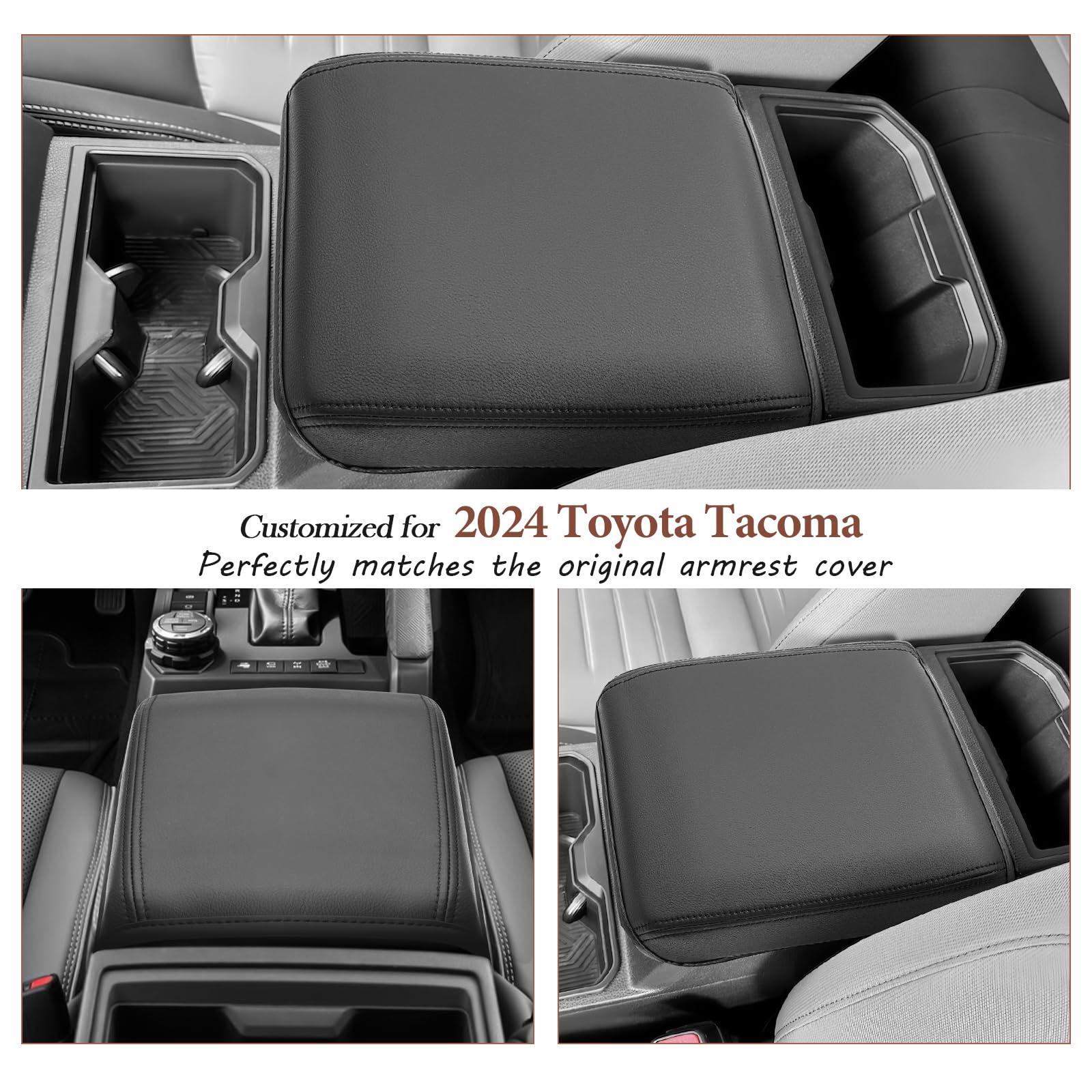SKTU Center Console Cover for 2024-2025 Toyota Tacoma, Black Type B, Armrest Cushion for SR/SR5/TRD/Limited/Trailhunter/TRD Pro