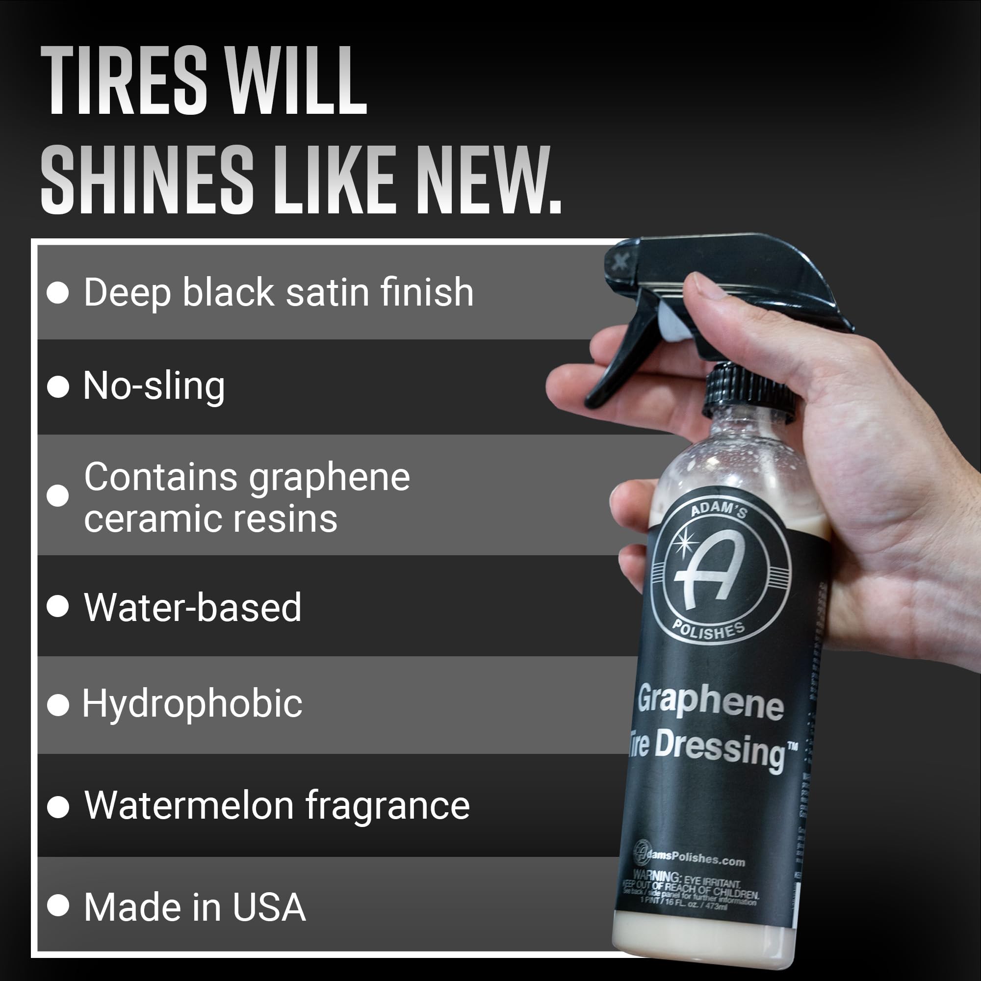 Adam'S Polishes Graphene Tire Dressing - Deep Black Finish W/Graphene Non Greasy Car Detailing  Use W/Tire Applicator After Tire