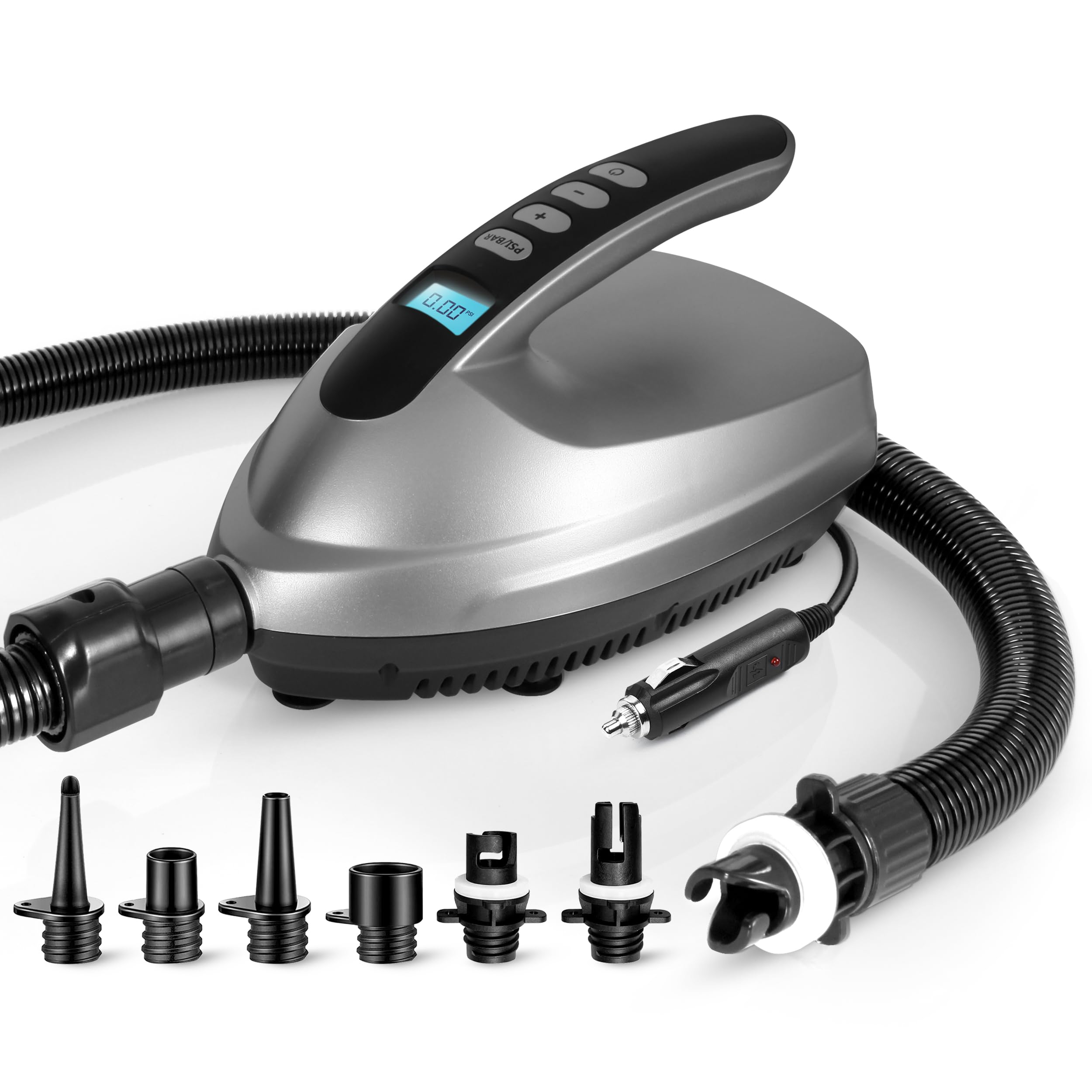 Serenelife Inflatable Paddle Board Pump Compressor - 20Psi High Pressure Sup Inflator - 12V Dc Car Connector - Electric Air Pump