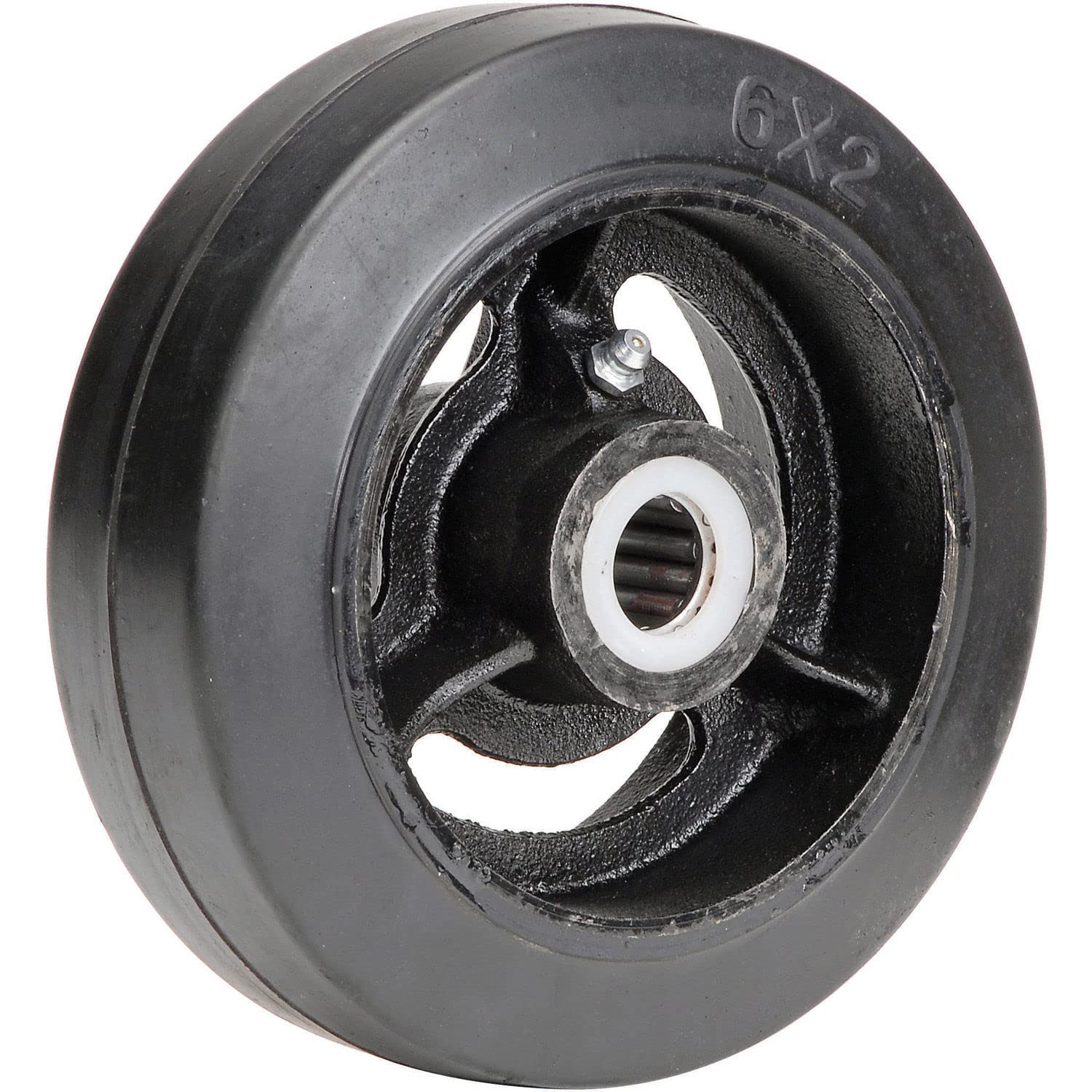 Global Industrial 6 x 2 Mold-On Rubber Wheel, 3/4 Axle, 1/Pk