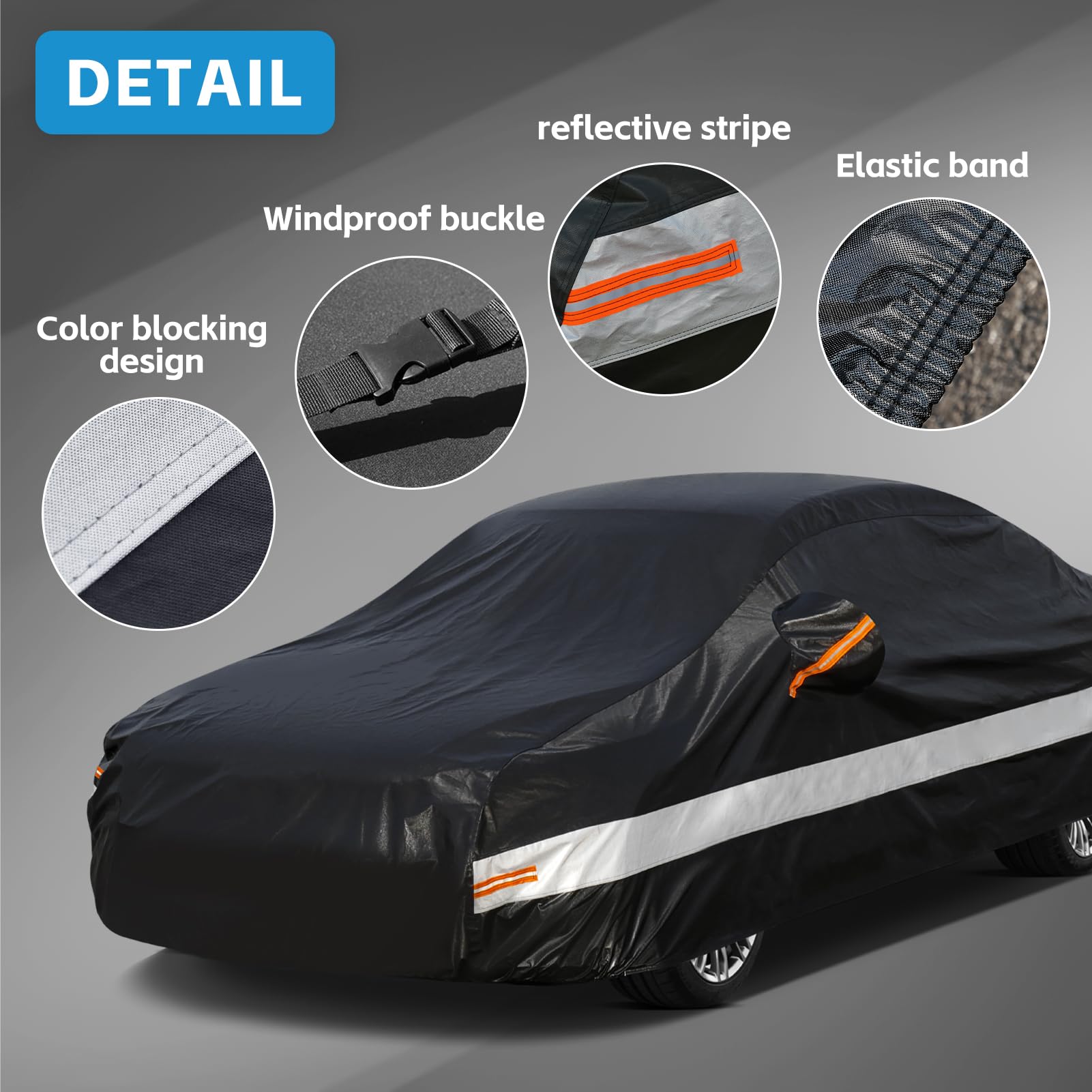Holthly 10 Layers Sedan Car Cover Waterproof All Weather For Automobiles,100% Waterproof Outdoor Car Covers Rain Snow Uv Dust Pr